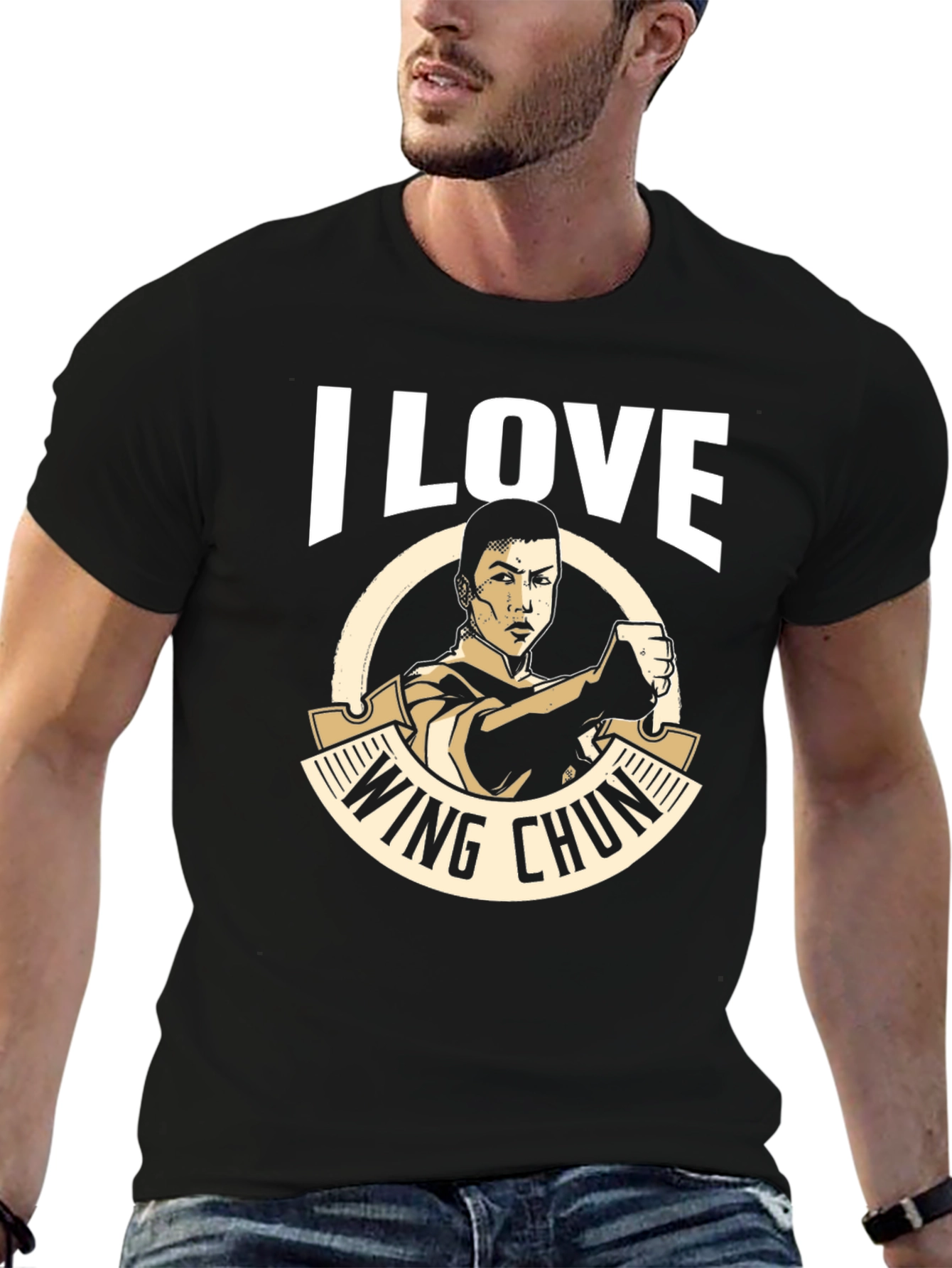 Black I Love Wing Chun Martial Arts T-Shirt view 6