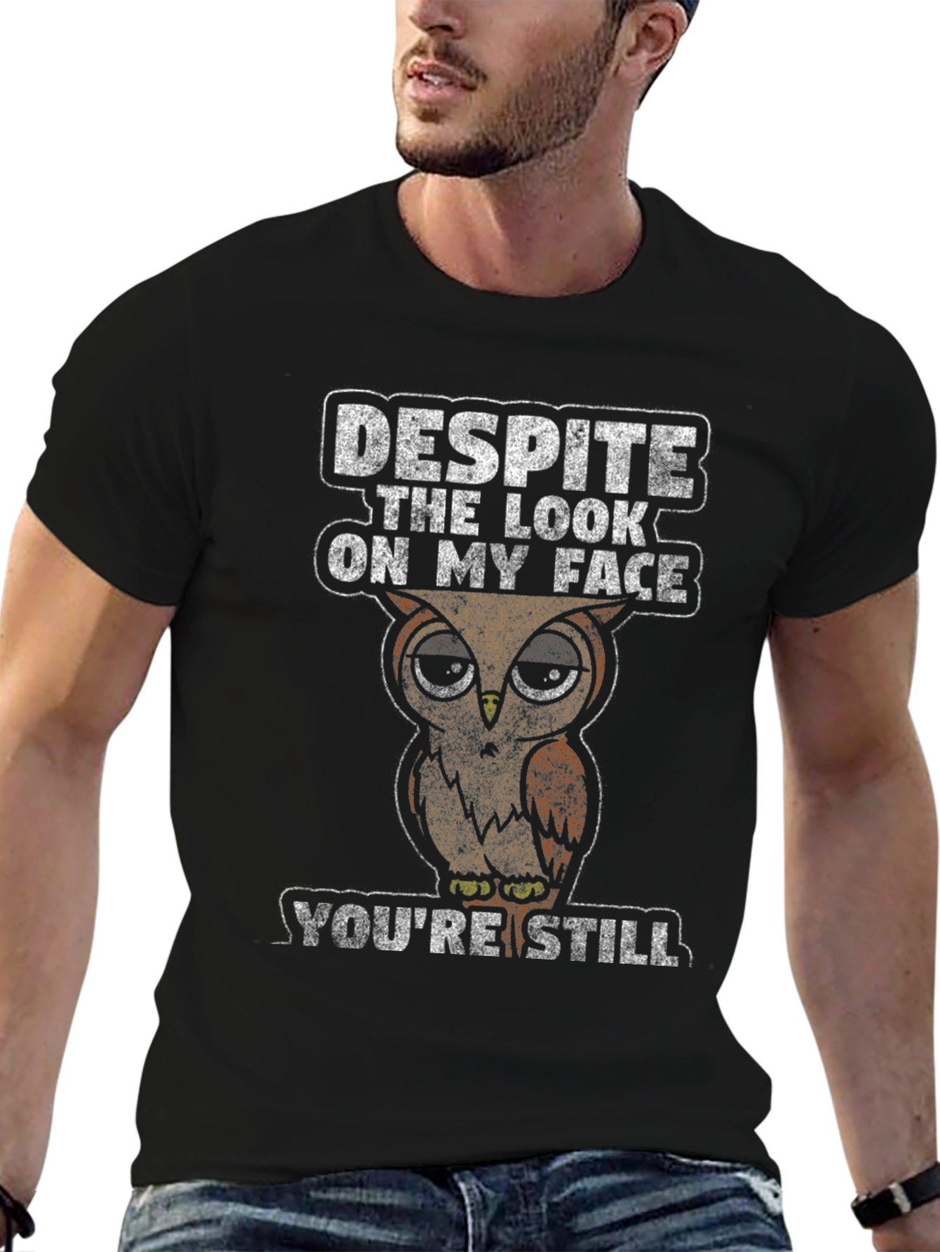 Black Owl Humor T-Shirt: Despite the Look, You're Still Wrong view 6