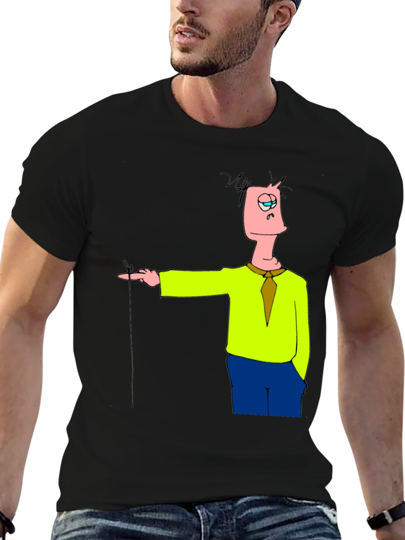 Black Cartoon Character Black T-Shirt view 6