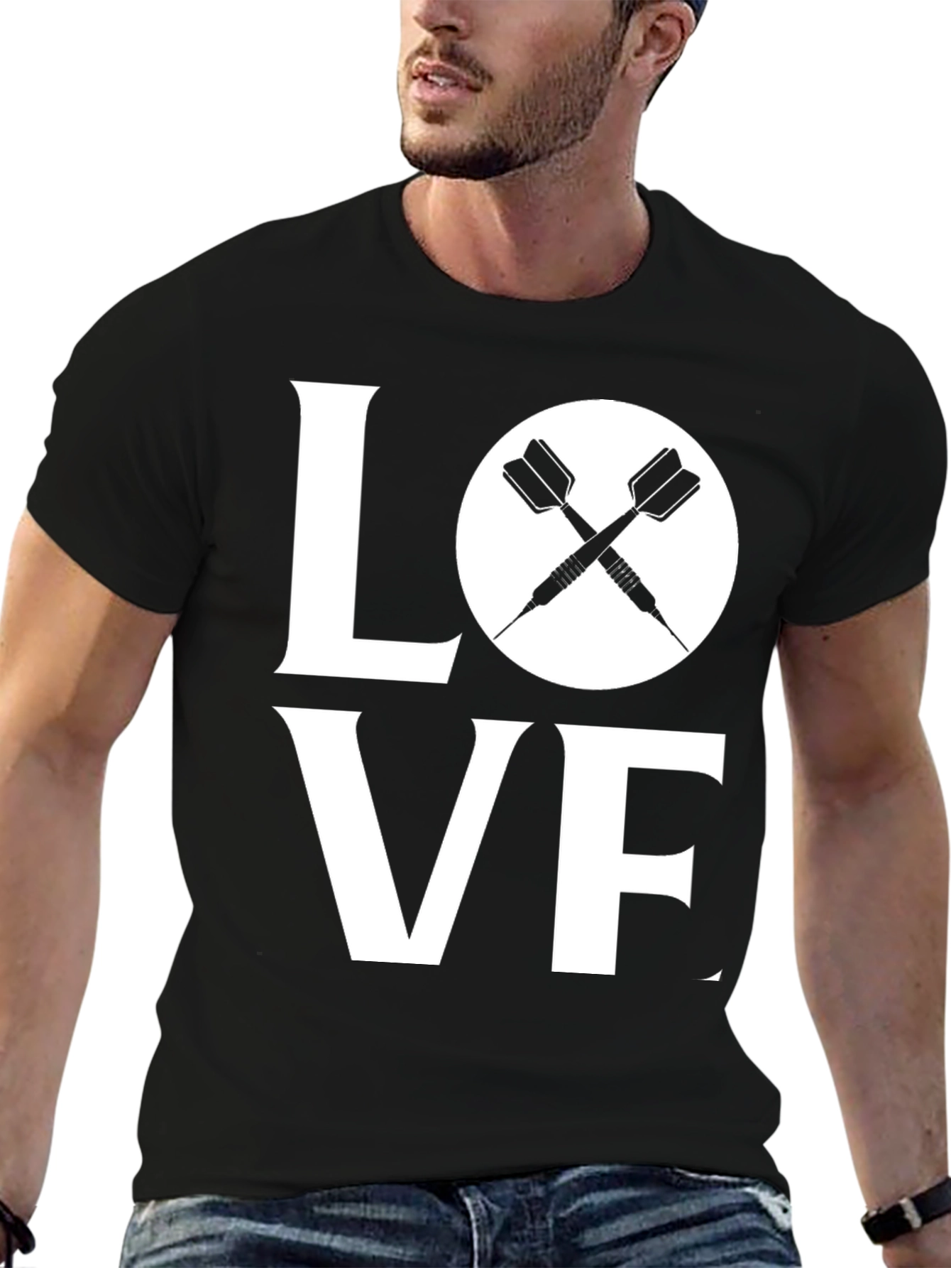 Black Love Darts Graphic Tee - Unisex Black T-Shirt view 6