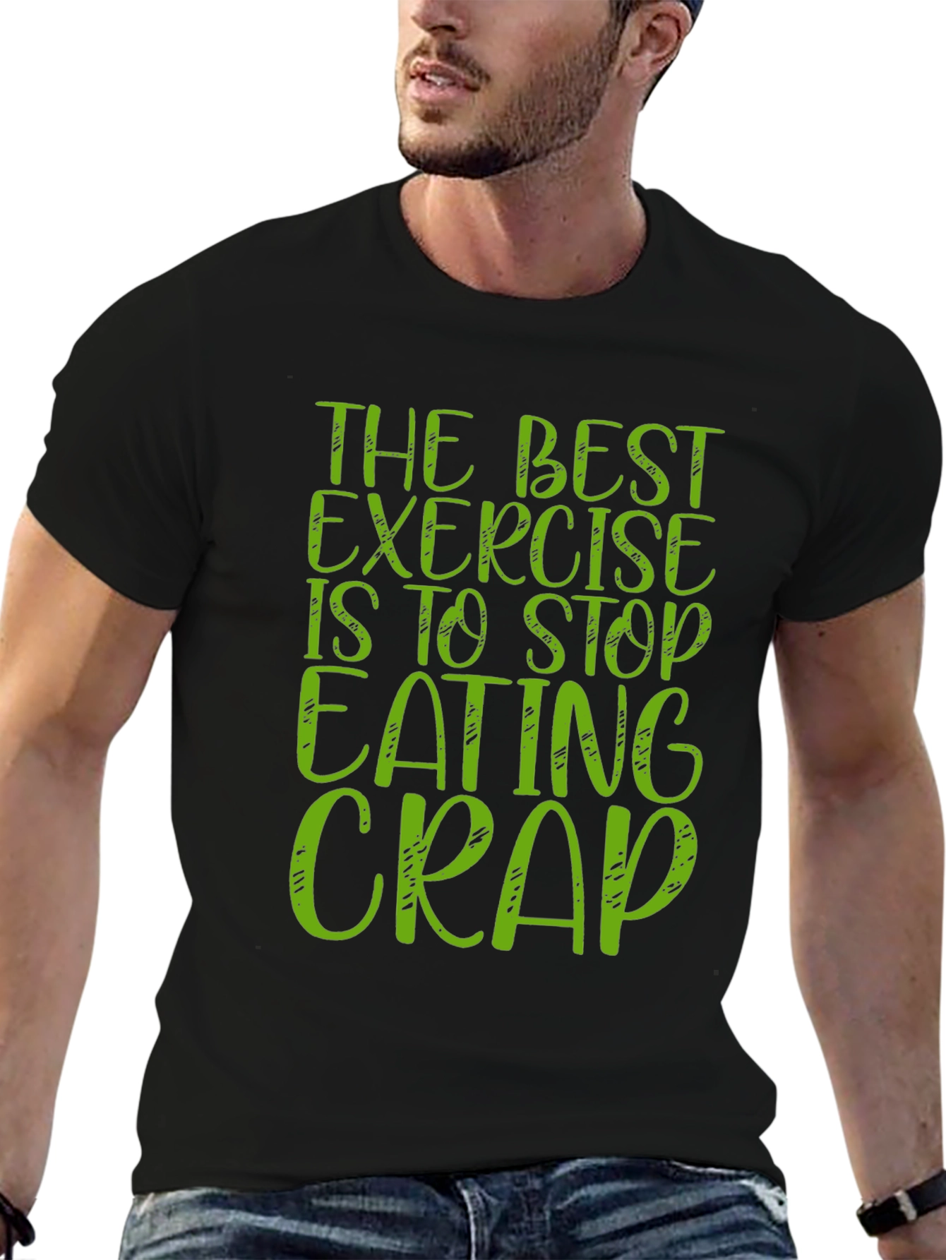 Black Funny Exercise T-Shirt Stop Eating Crap view 6