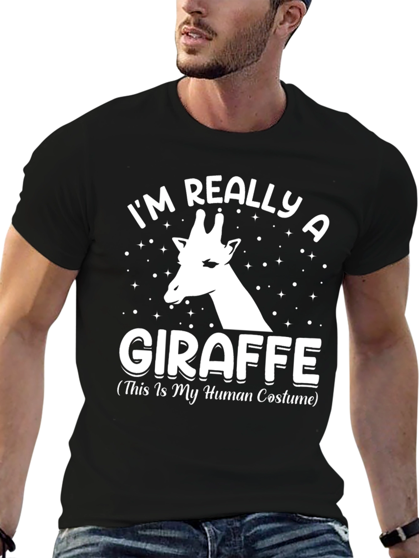 Black Funny Giraffe Human Costume T-Shirt view 6