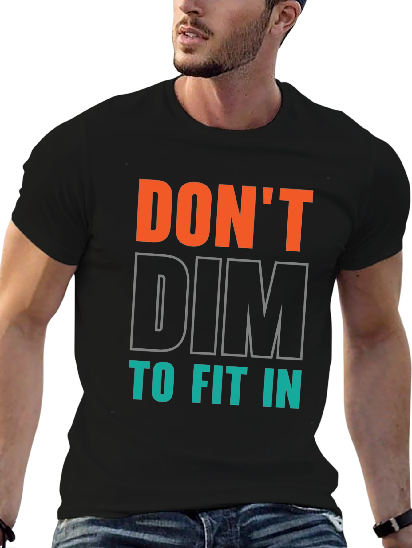Black Don't Dim to Fit In Graphic Tee - Black view 6