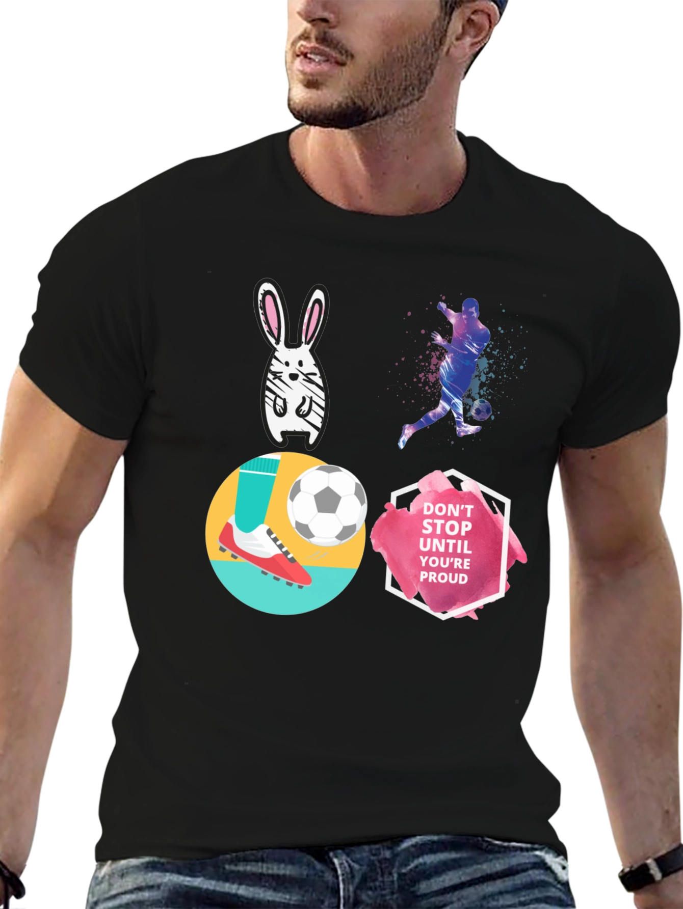 Black Soccer Dreams T-Shirt - Unique Graphic Tee view 6