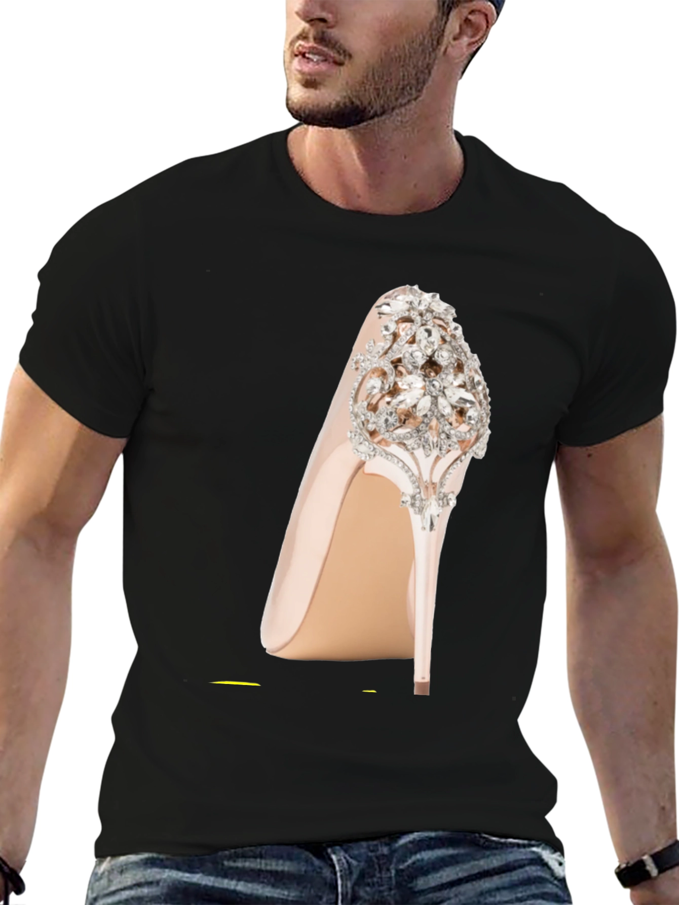 Black Rhinestone High Heel Graphic Tee view 6