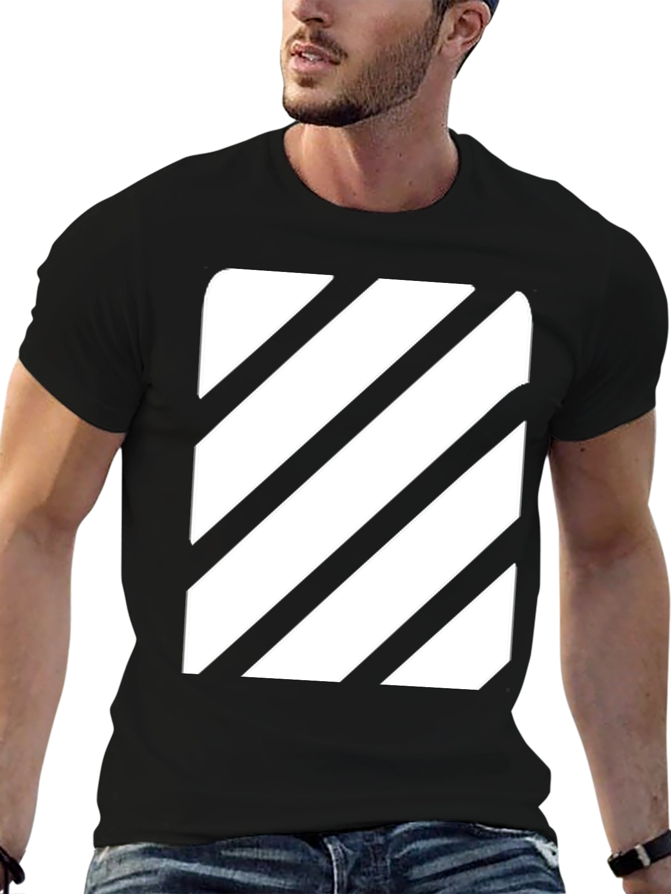 Black Striped Graphic Tee - Modern Casual Style view 6