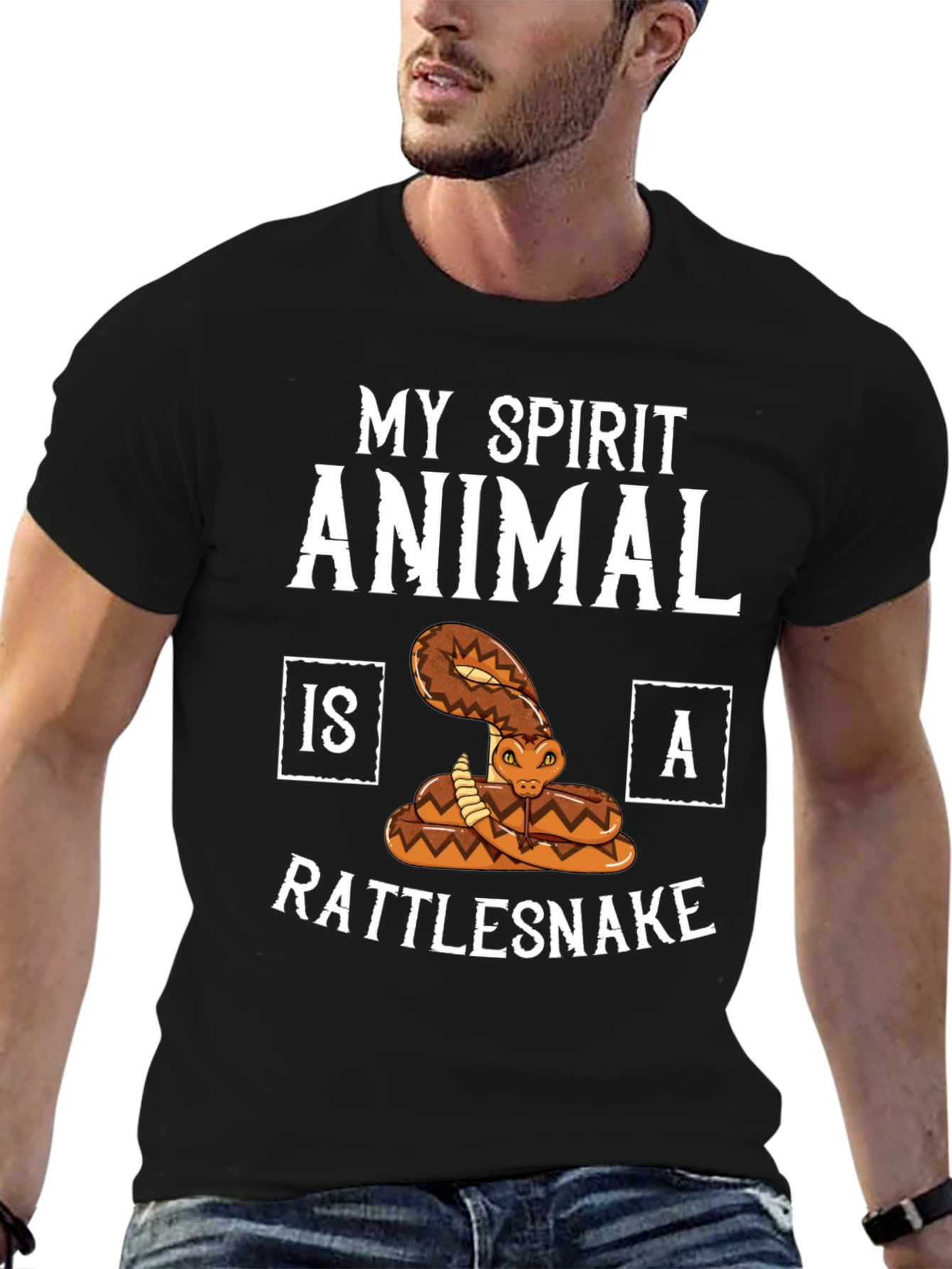 Black Rattlesnake Spirit Animal Graphic T-Shirt view 6