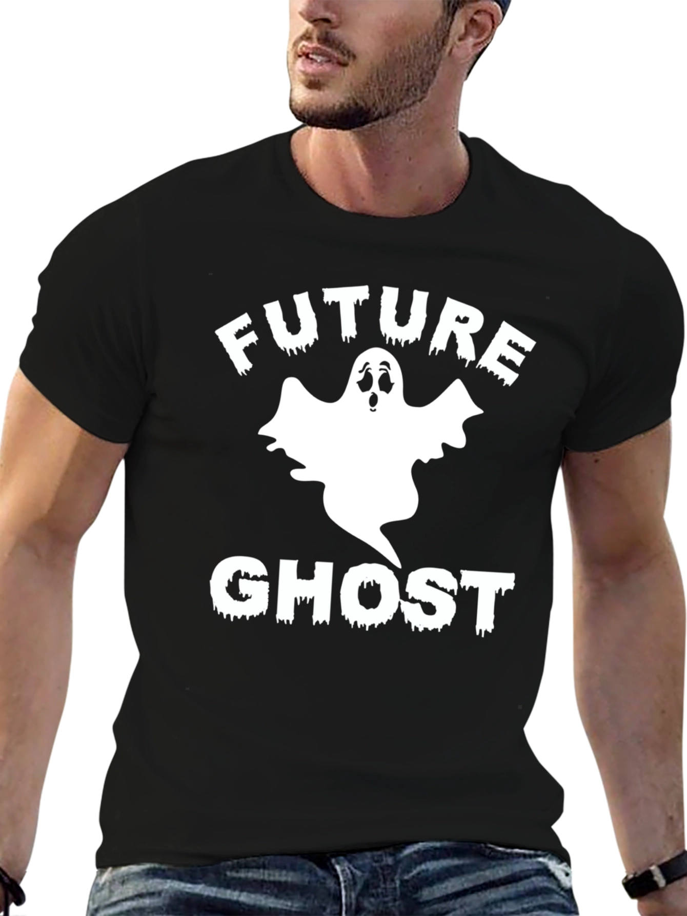 Black Future Ghost T-Shirt - Halloween Spooky Season view 6