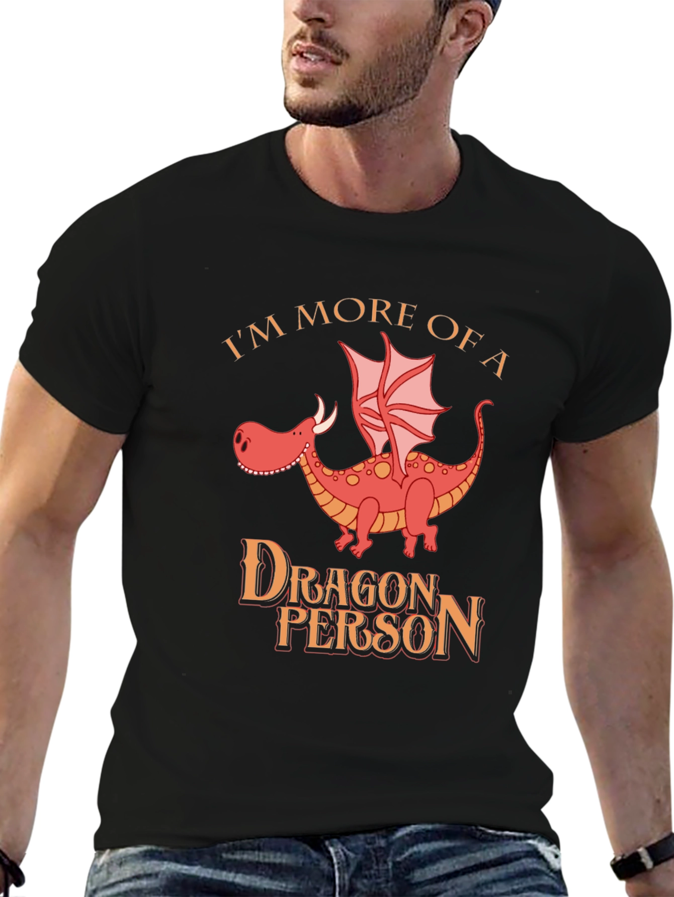 Black Dragon Person T-Shirt: Funny Dragon Lover Tee view 6