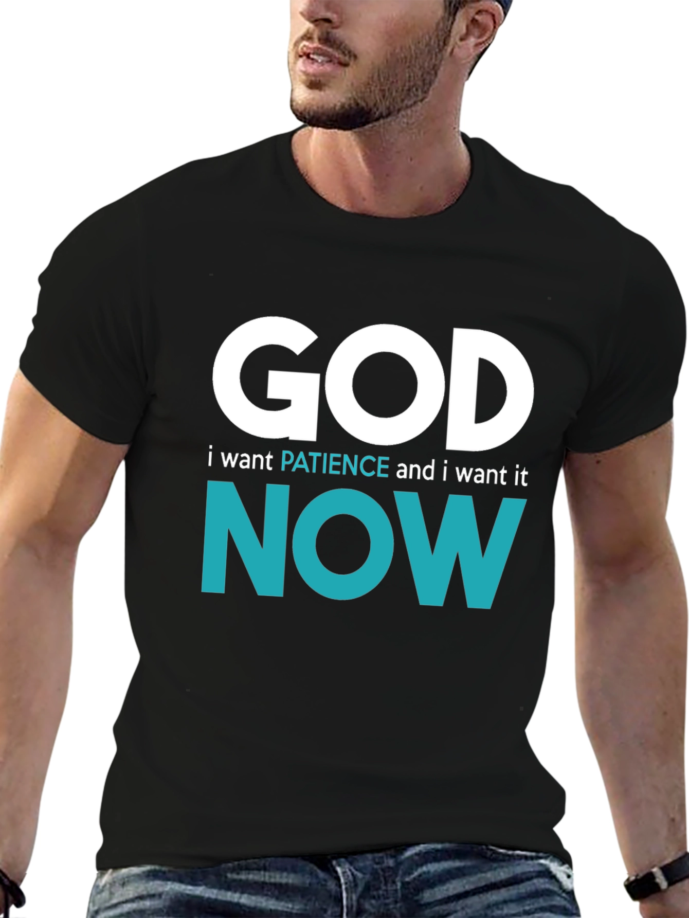 Black God, I Want Patience, and I Want It NOW T-Shirt view 6