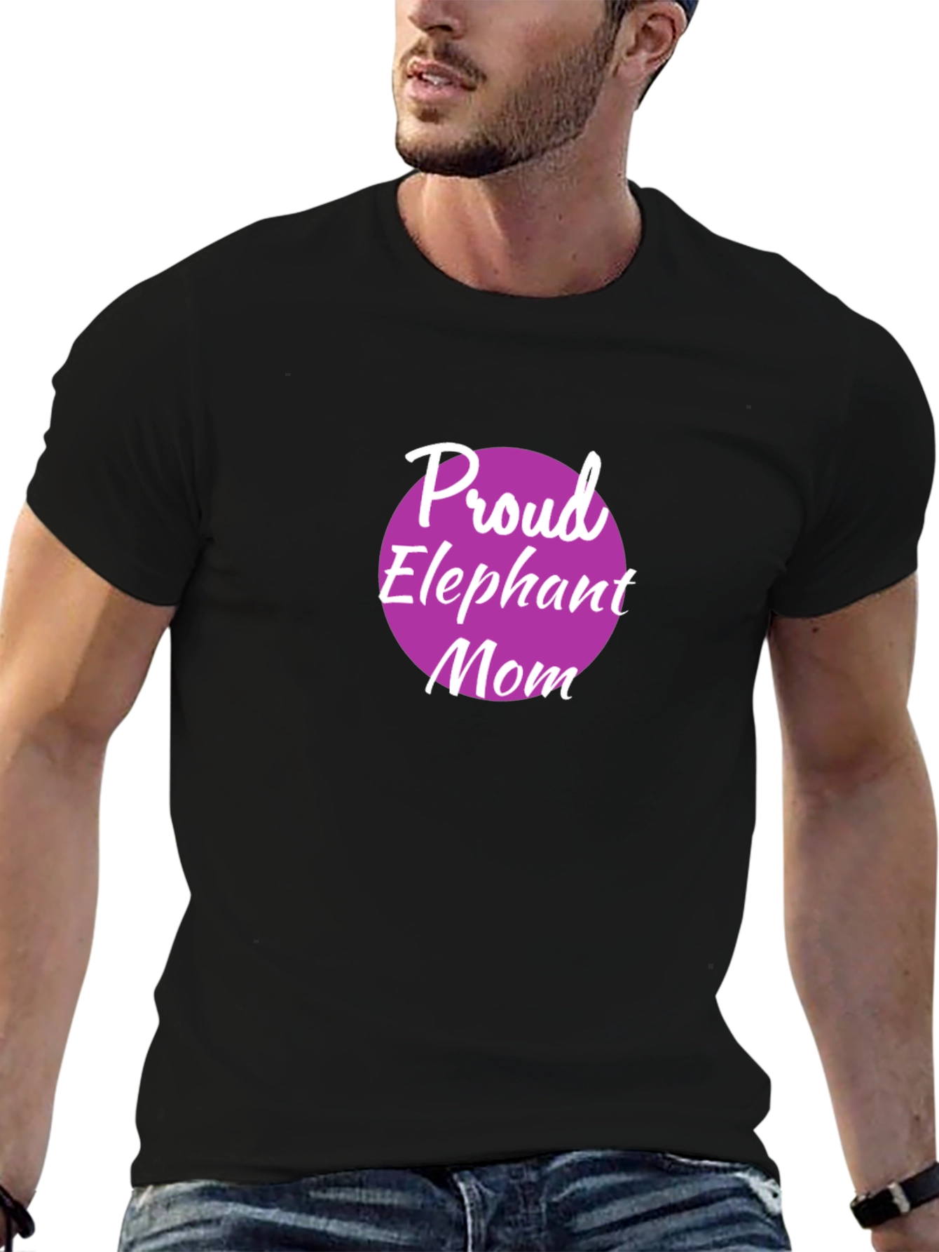 Black Proud Elephant Mom Graphic Tee - Black view 6