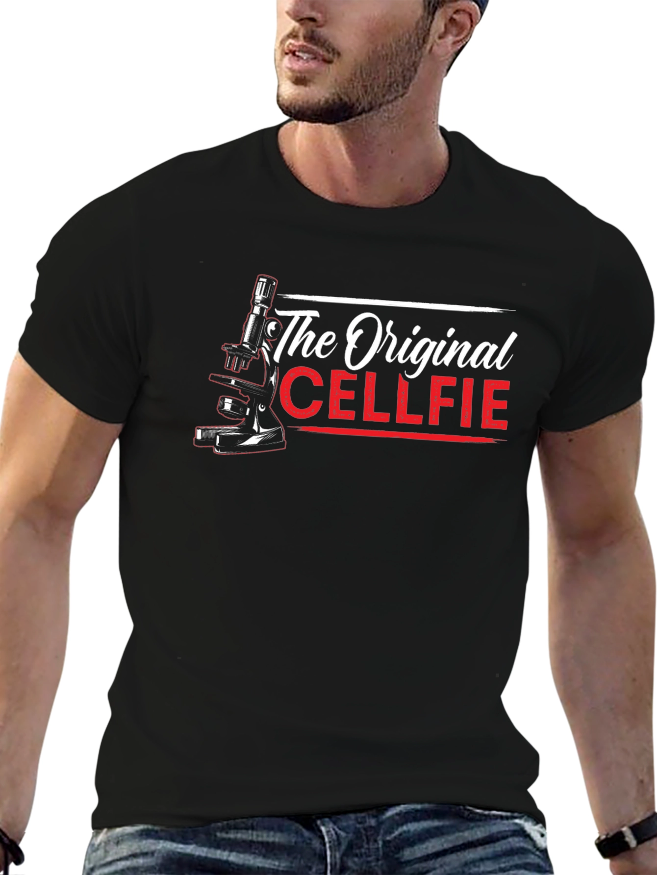 Black The Original Cellfie T-Shirt - Biology Humor view 6