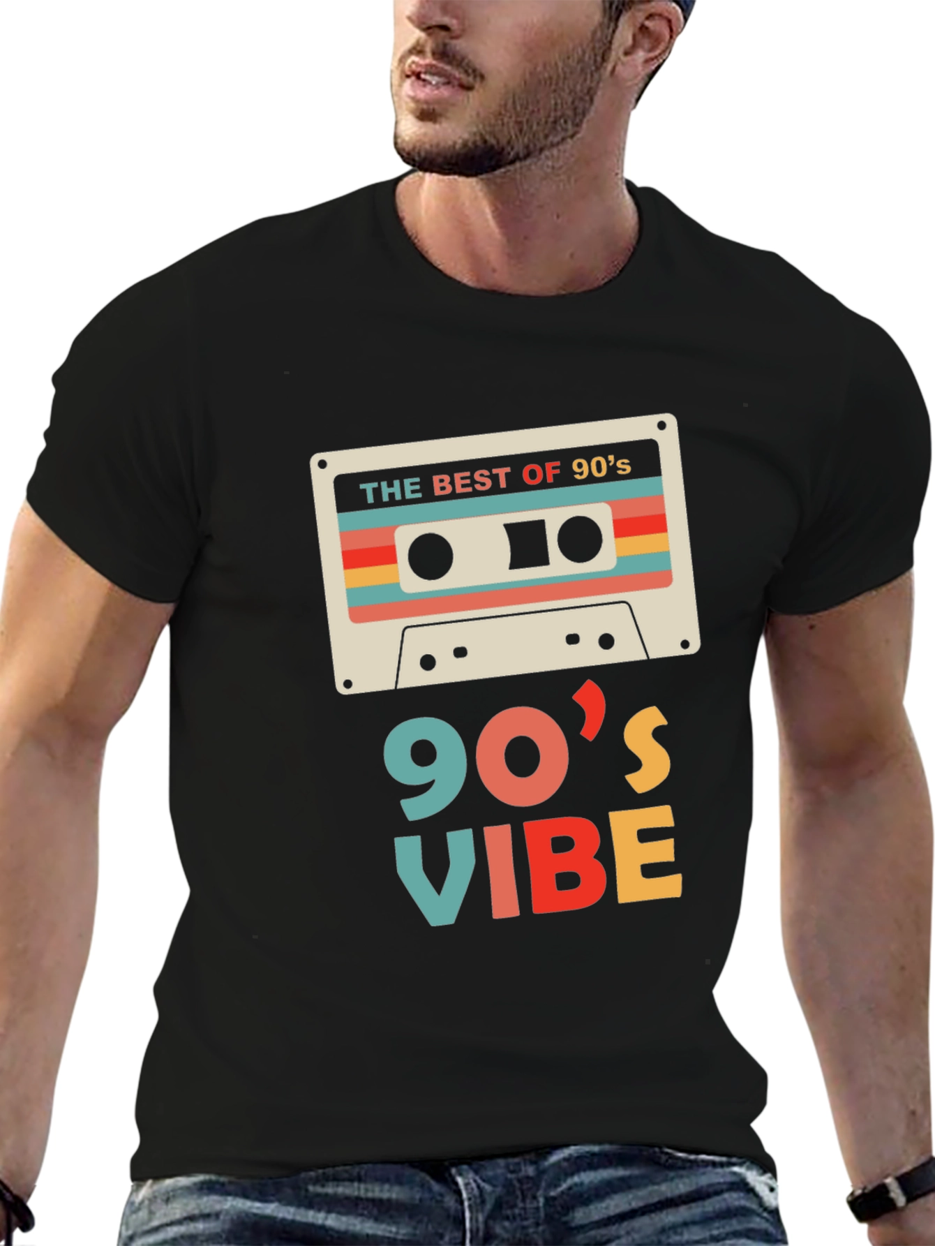 Black Retro 90's Vibe Graphic Tee view 6