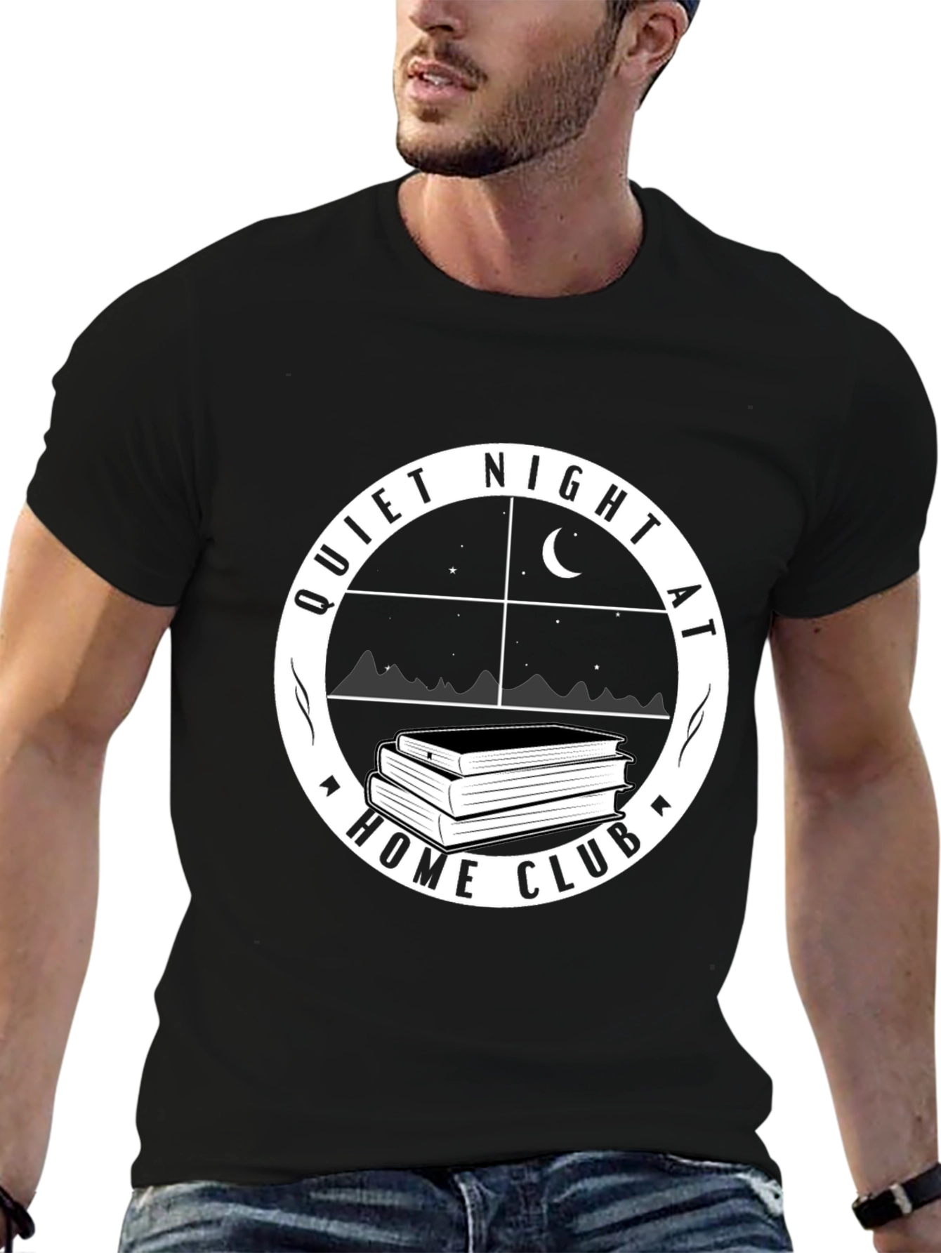 Black Quiet Night at Home Club T-Shirt - Black view 6