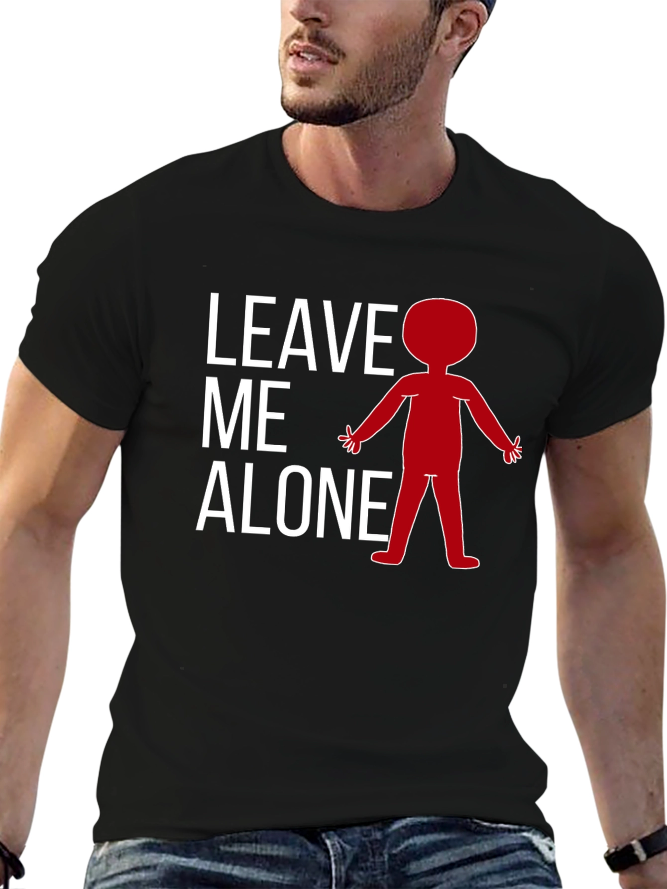 Black Leave Me Alone T-Shirt - Funny Graphic Tee view 6