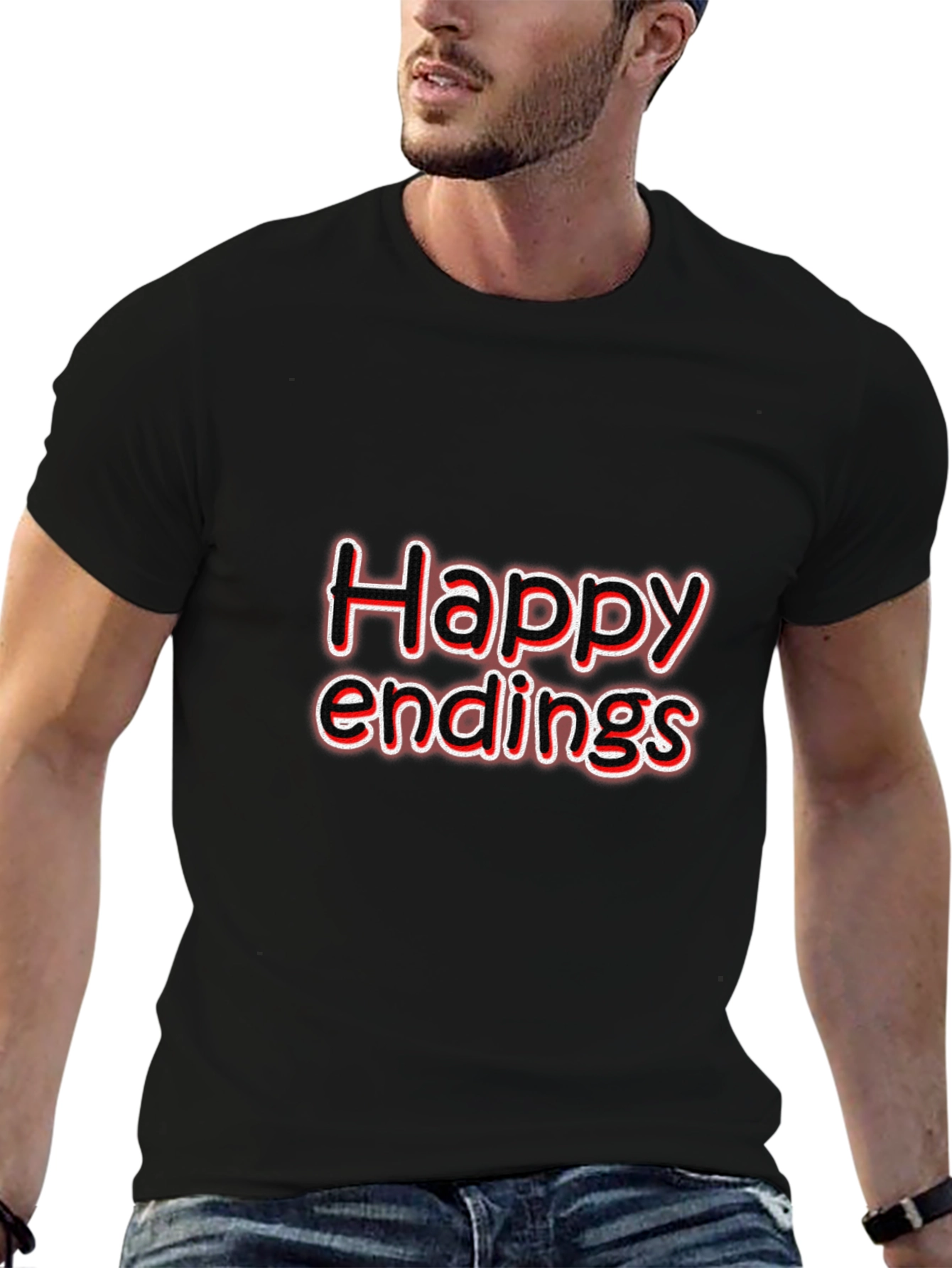 Black Happy Endings Graphic T-Shirt - Black view 6
