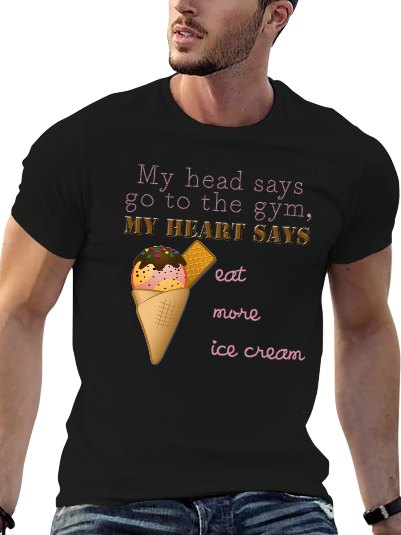Black Gym vs Ice Cream T-Shirt view 6