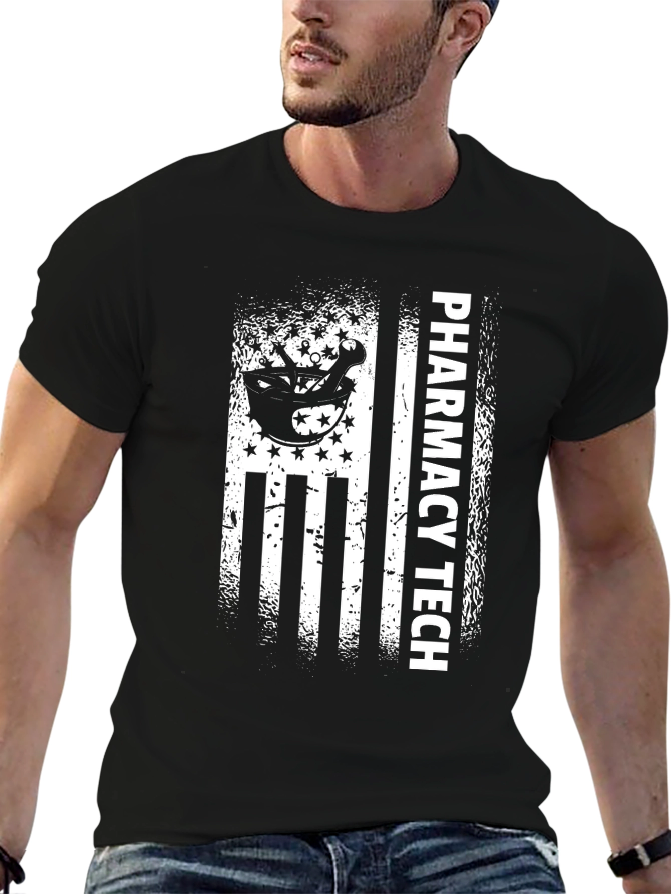 Black Pharmacy Tech Flag T-Shirt view 6