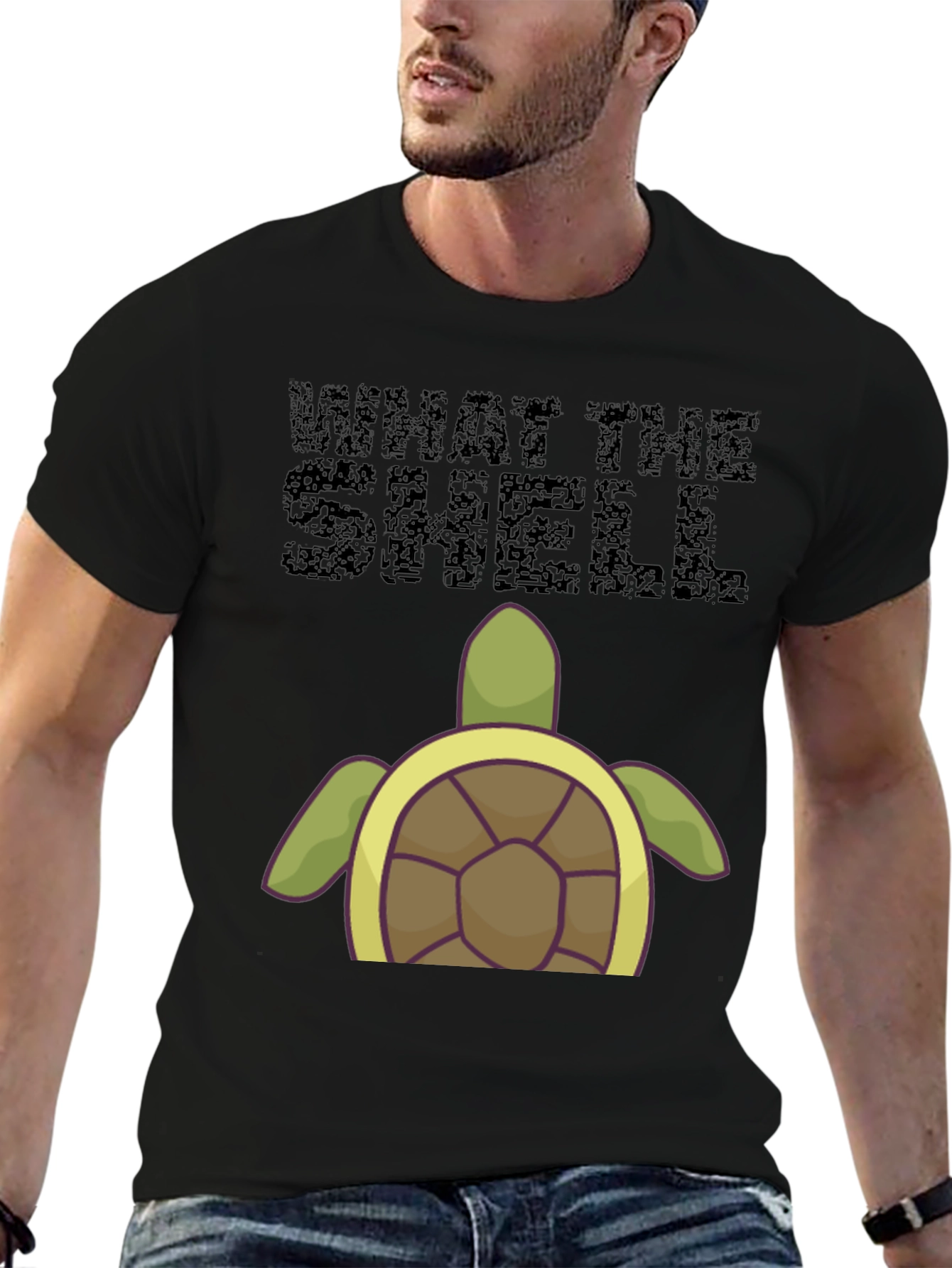 Black What the Shell Turtle T-Shirt view 6