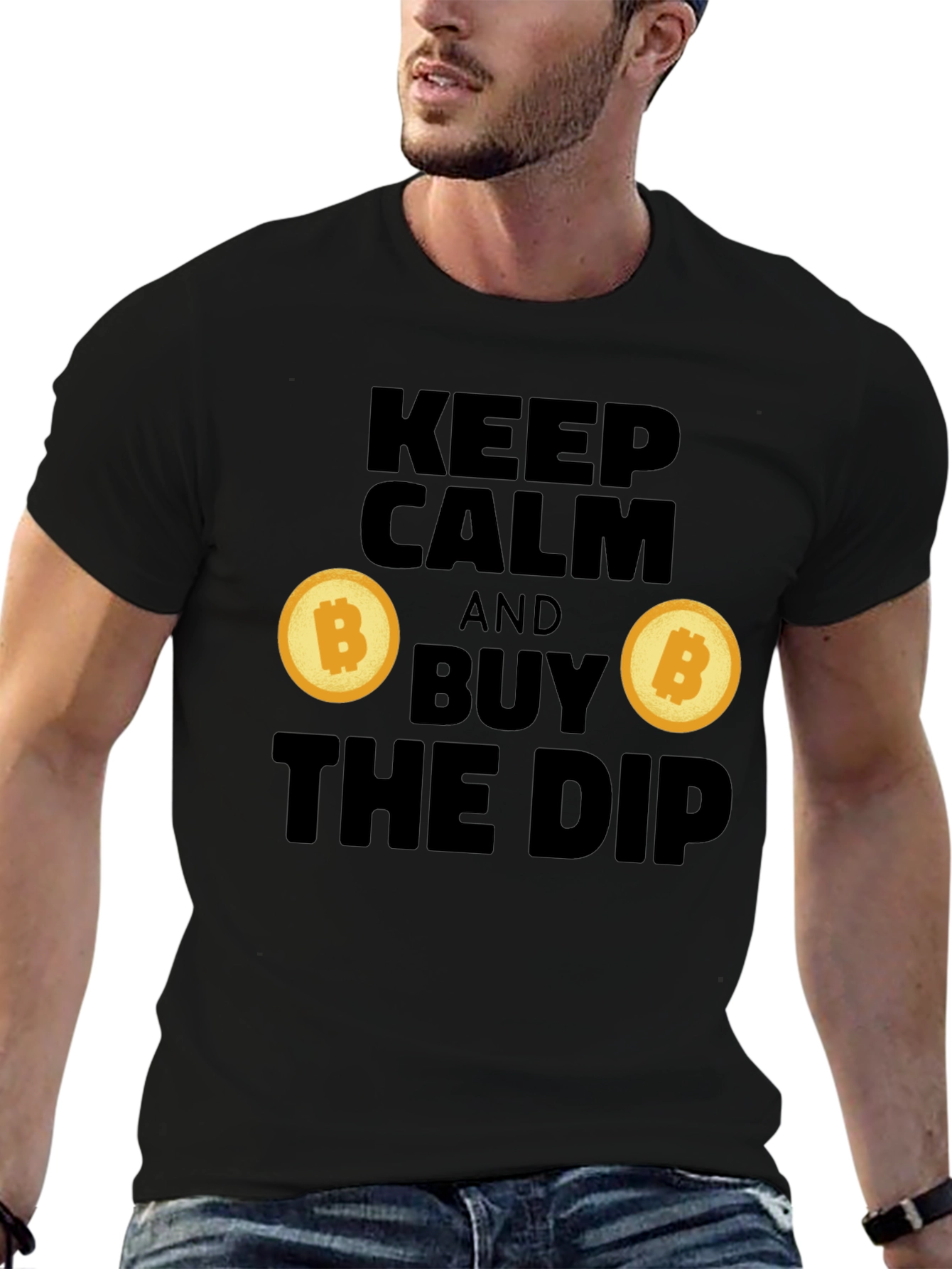 Black Keep Calm and Buy the Dip Crypto T-Shirt view 6