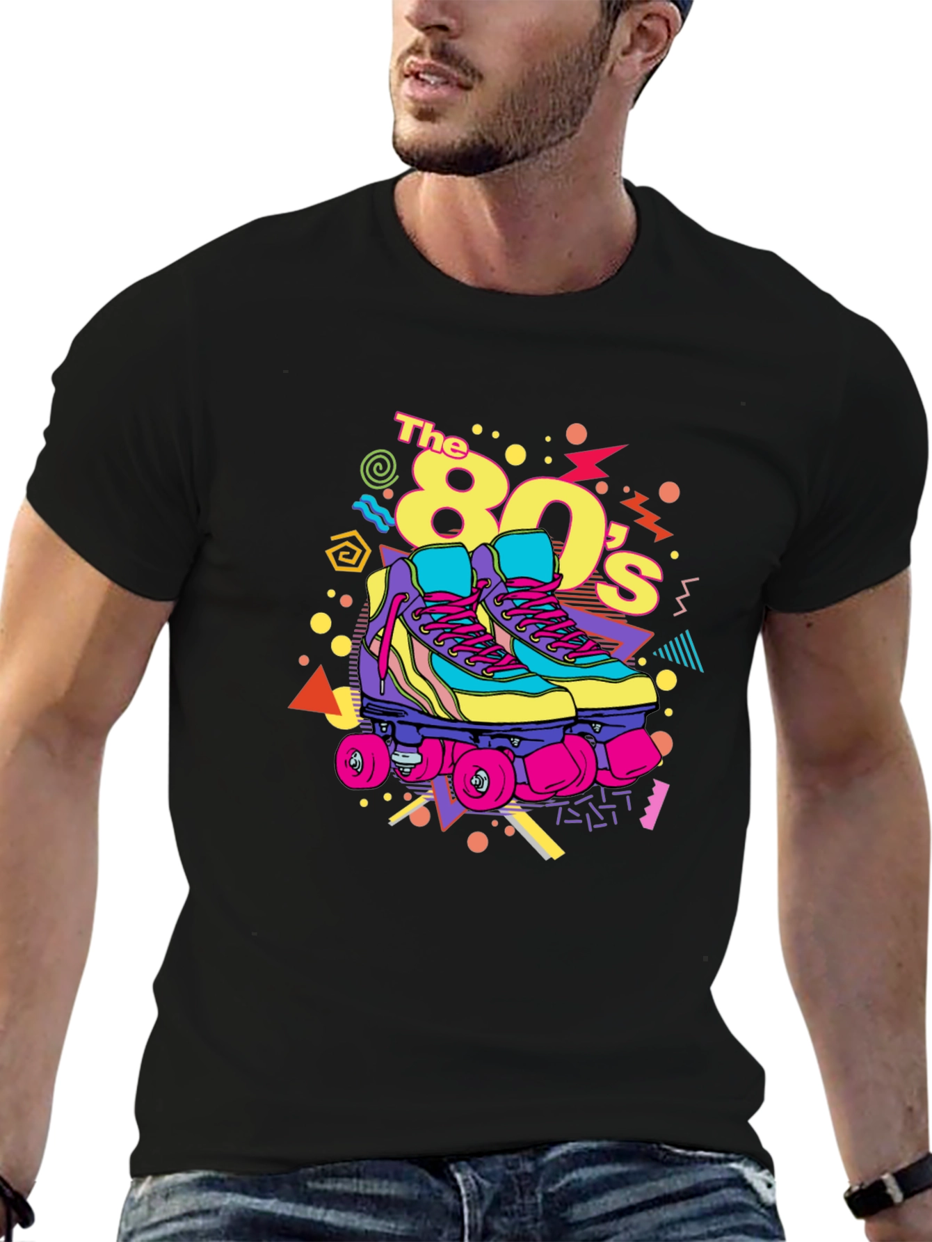 Black Retro 80's Roller Skate T-Shirt - Vintage Vibes view 6