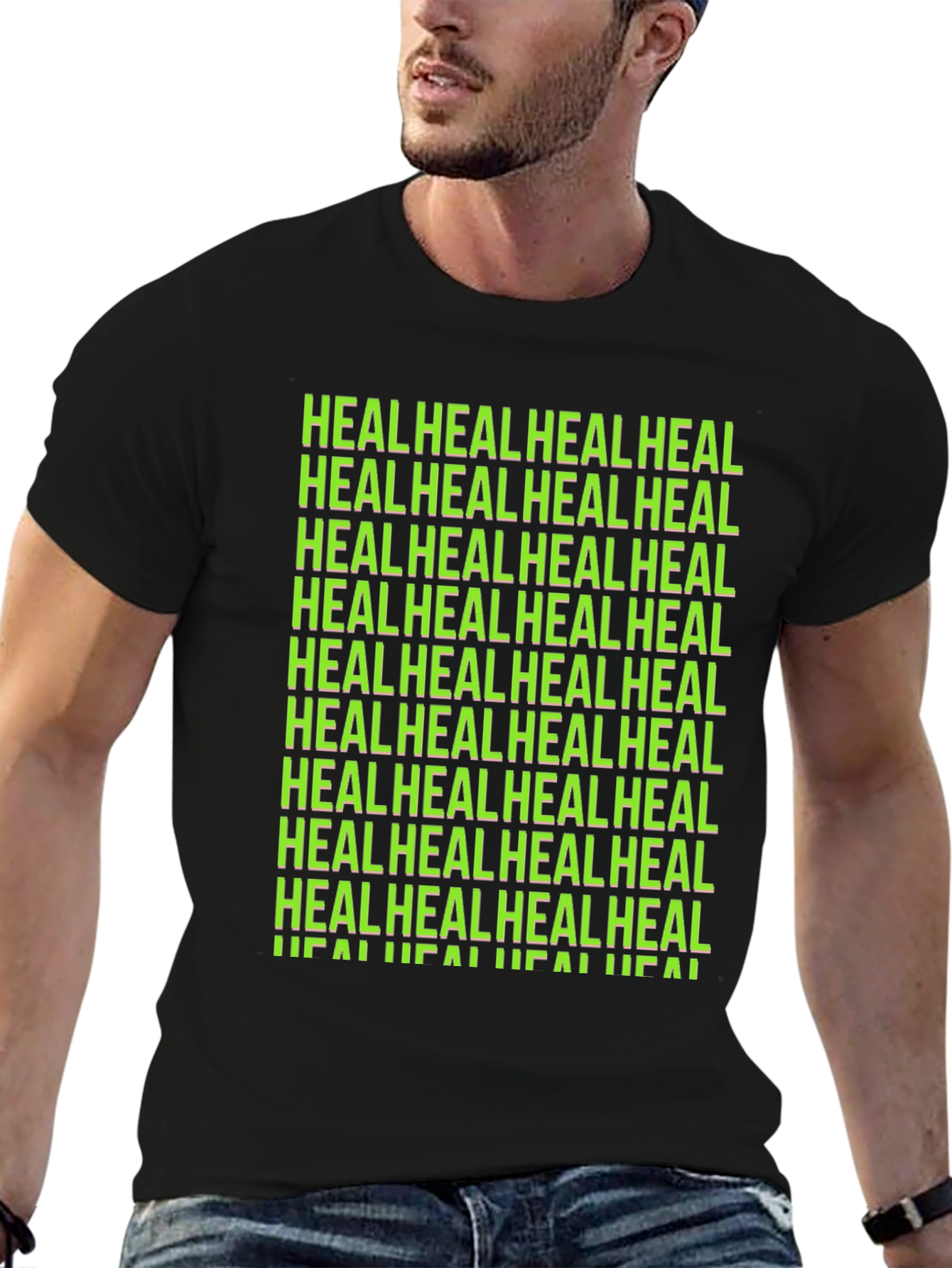 Black Heal Graphic Tee - Black Unisex T-Shirt view 6