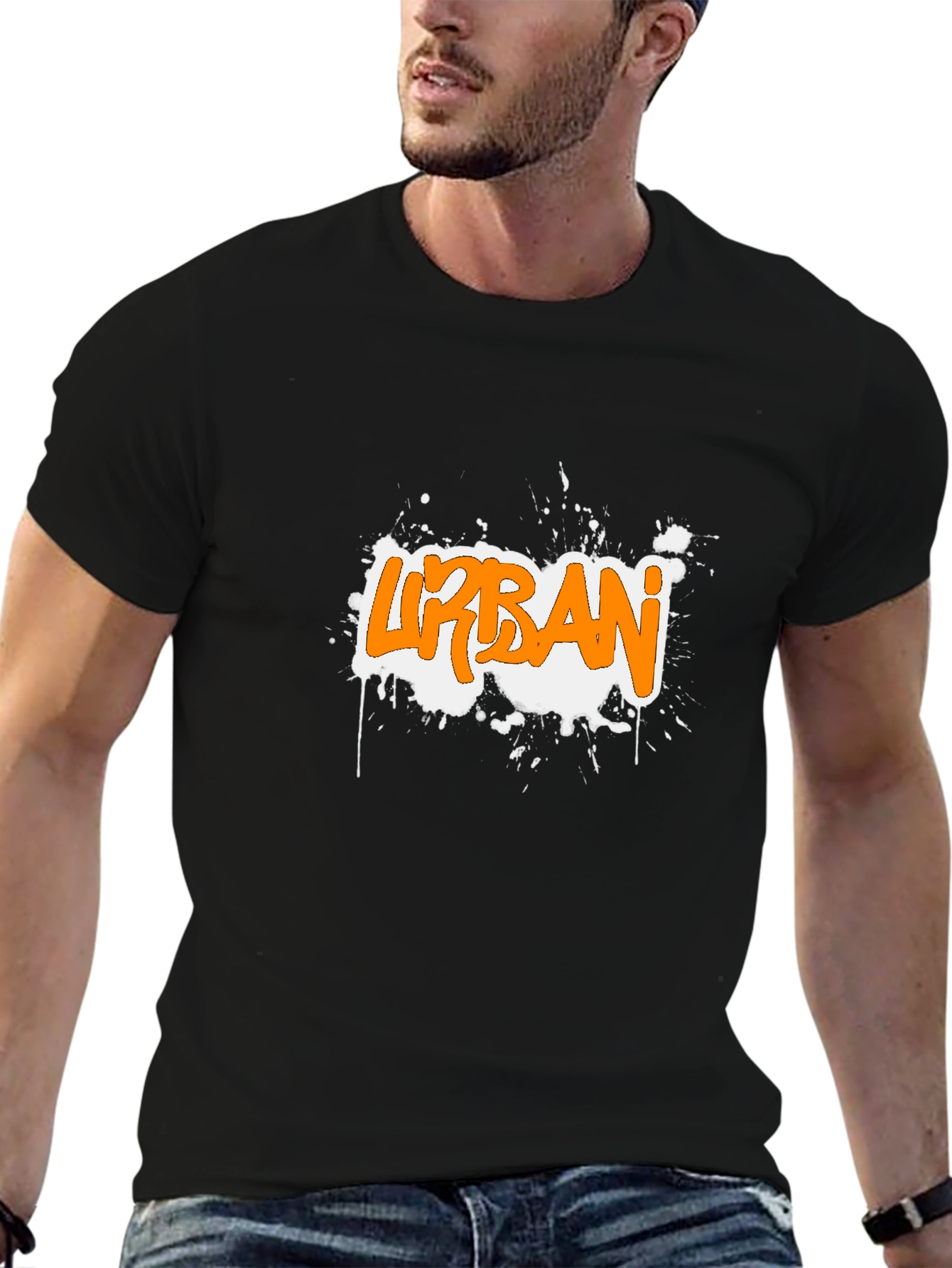 Black Urban Graffiti Style Black T-Shirt view 6
