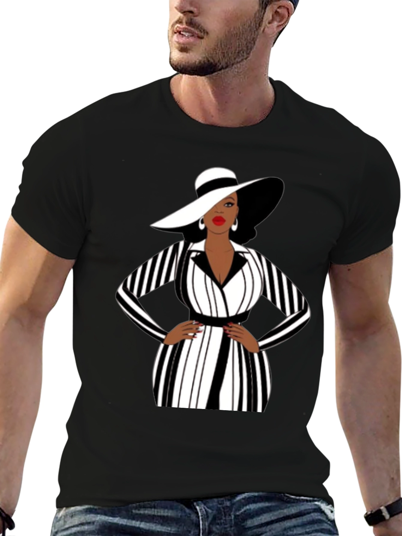 Black Sophisticated Lady Graphic Tee - Black view 6