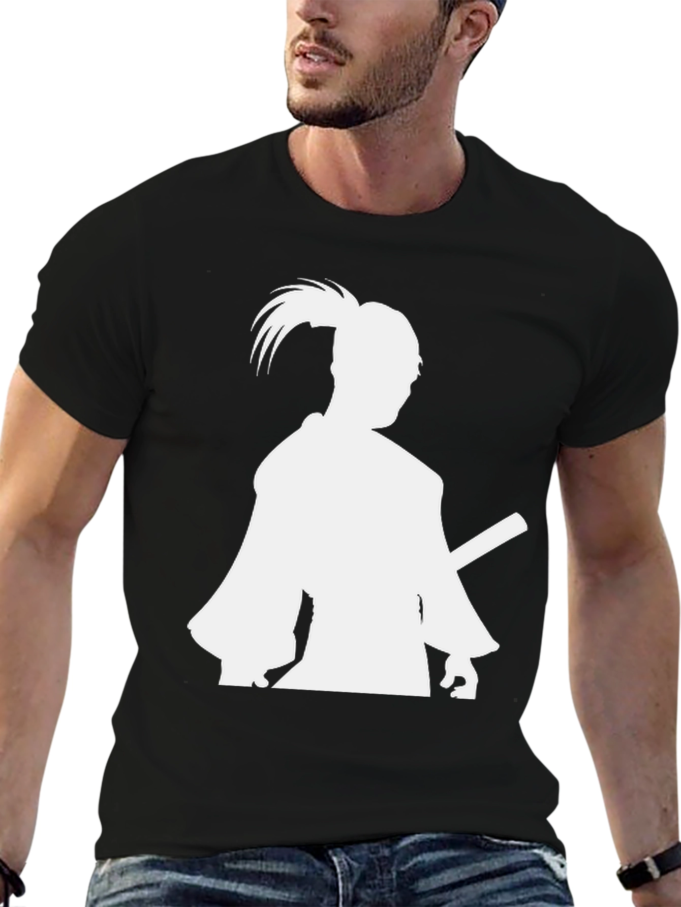 Black Samurai Silhouette T-Shirt - Black view 6