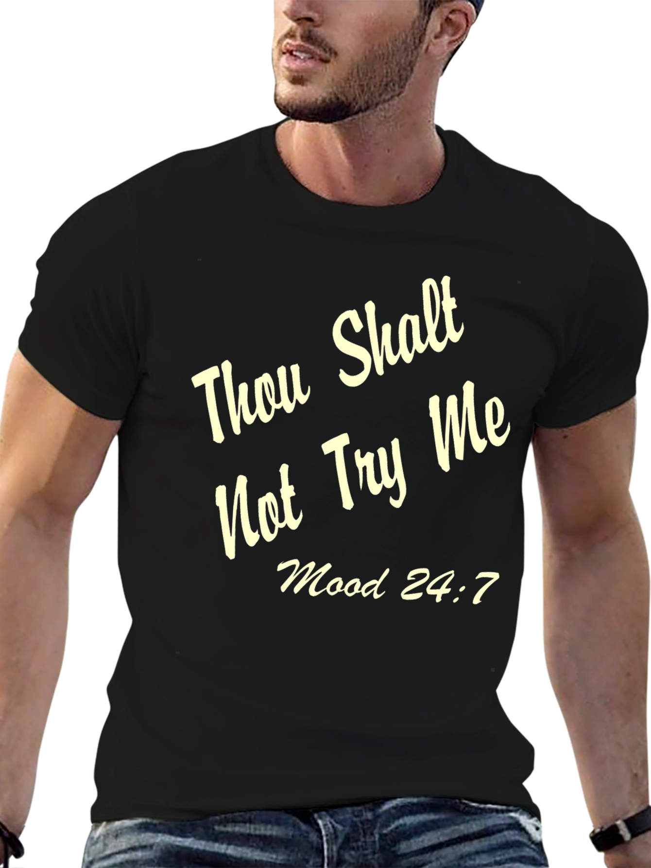 Black Thou Shalt Not Try Me T-Shirt - Funny Sarcastic Tee view 6