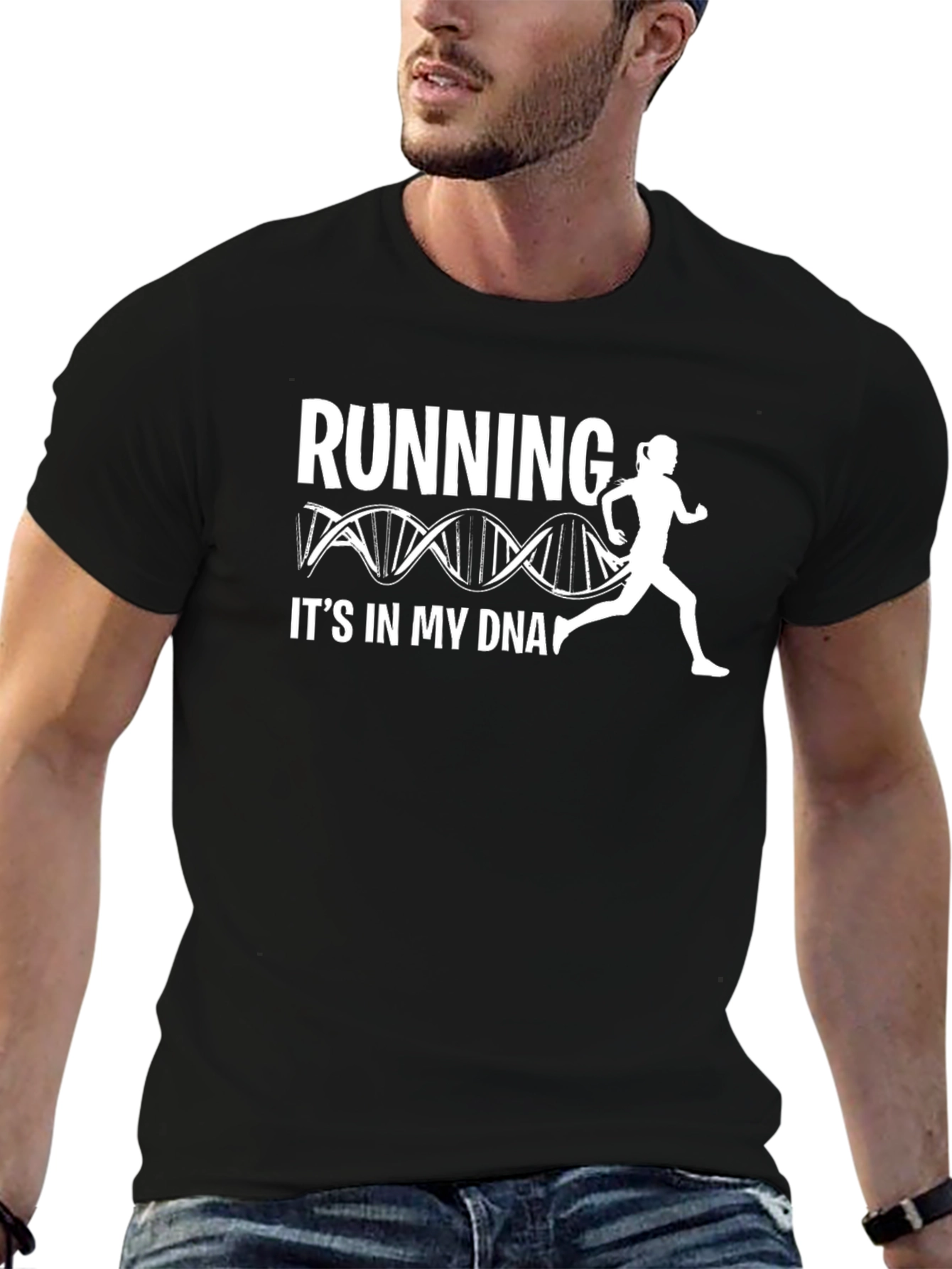 Black Running DNA T-Shirt - Black Graphic Tee view 6