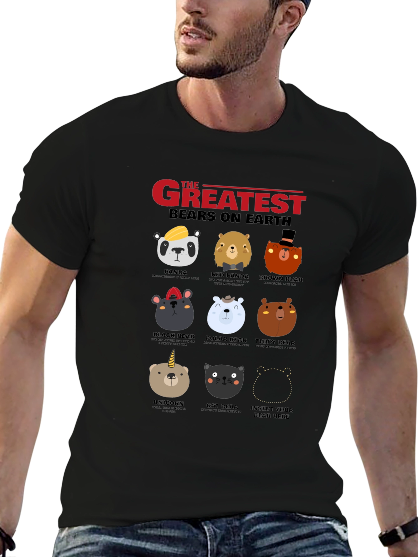 Black Greatest Bears on Earth Graphic T-Shirt view 6
