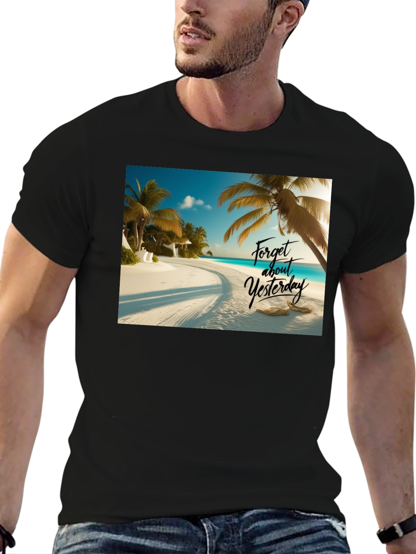 Beach Vibes Black T-Shirt - Forget Yesterday - 6