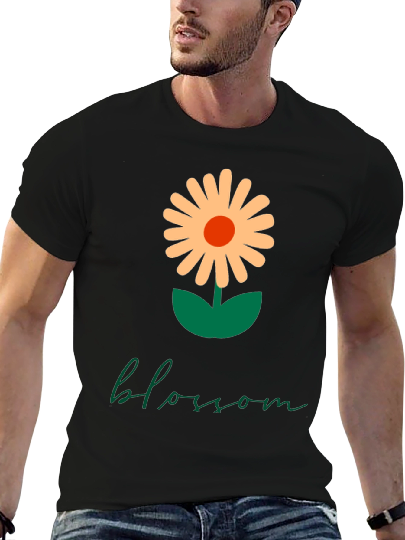 Black Blossom Graphic Tee - Modern Flower Design view 6