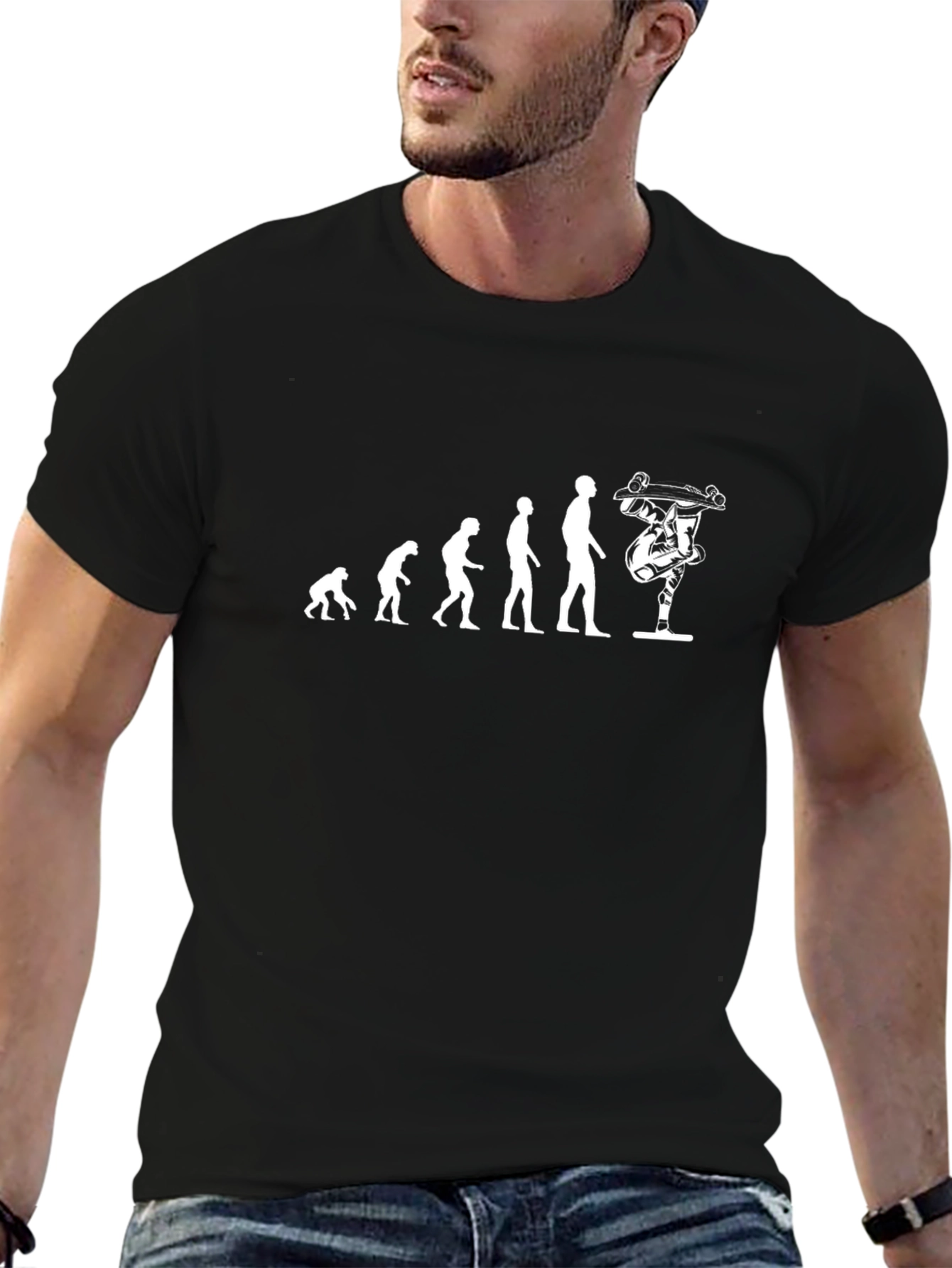 Black Evolution of Skateboarding Black T-Shirt view 6