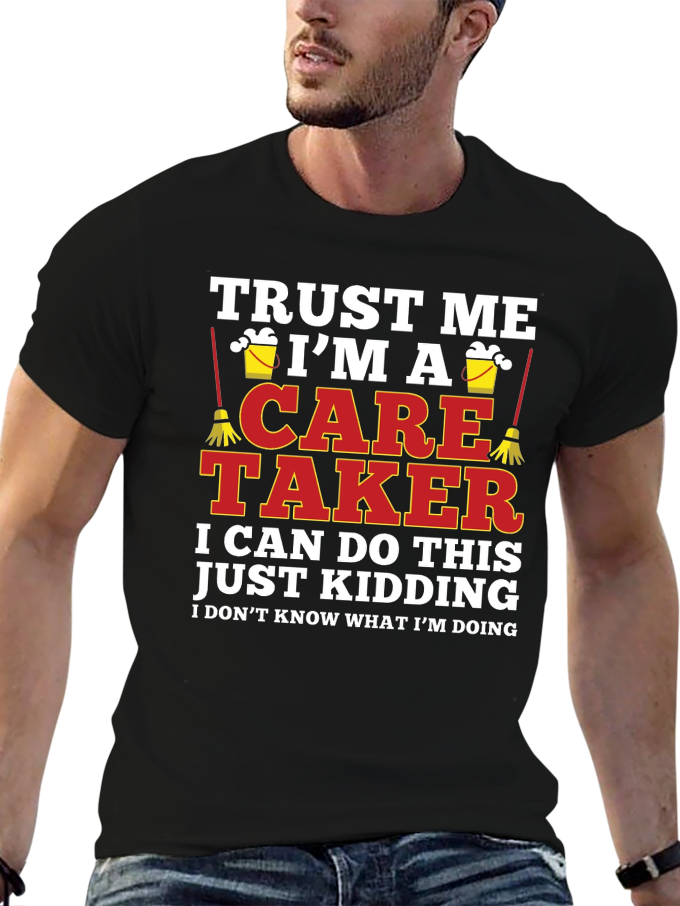 Black Funny Caretaker T-Shirt - Trust Me I'm A Caretaker view 6
