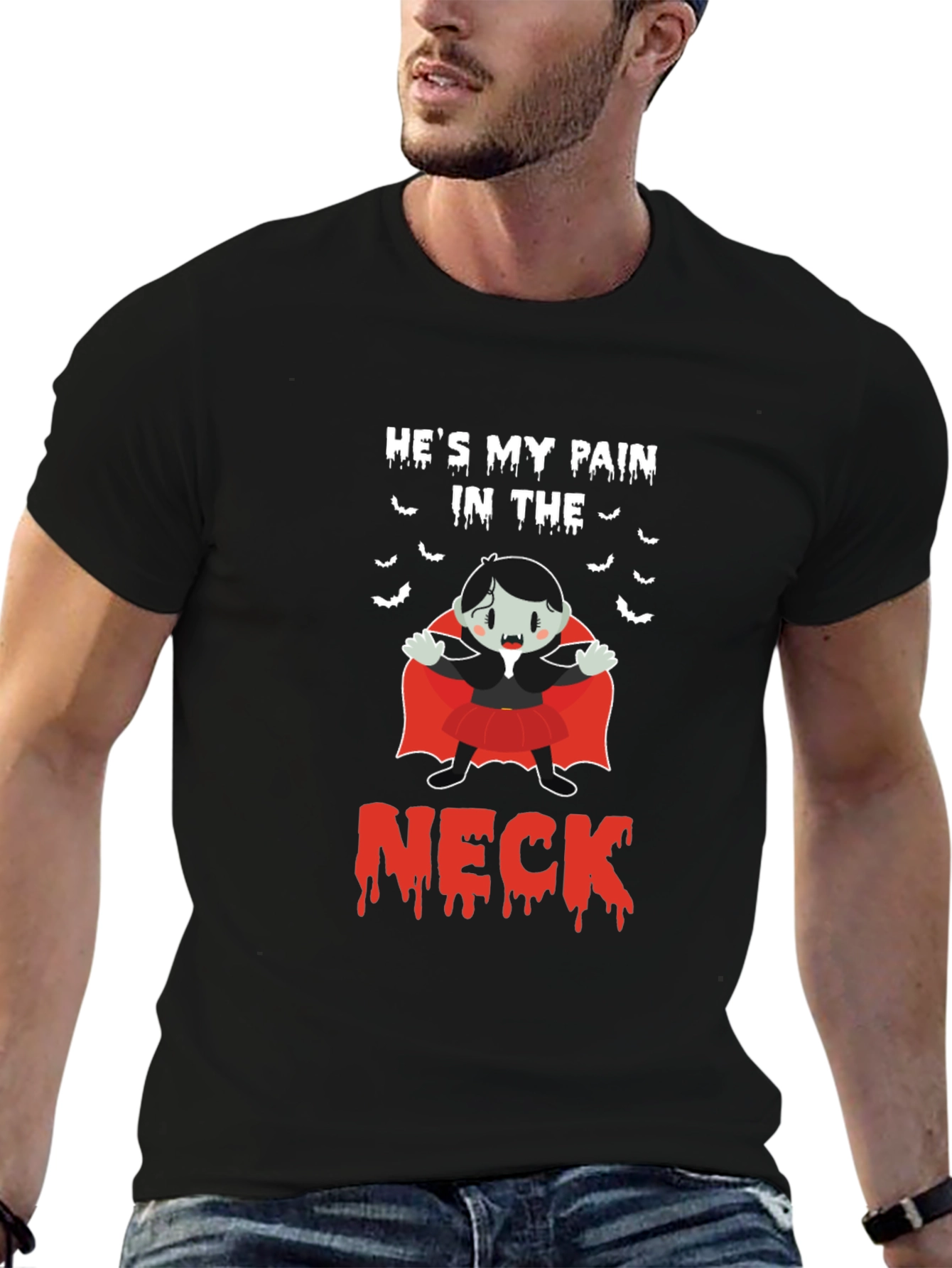 Black He's My Pain in the Neck Vampire Graphic Tee view 6