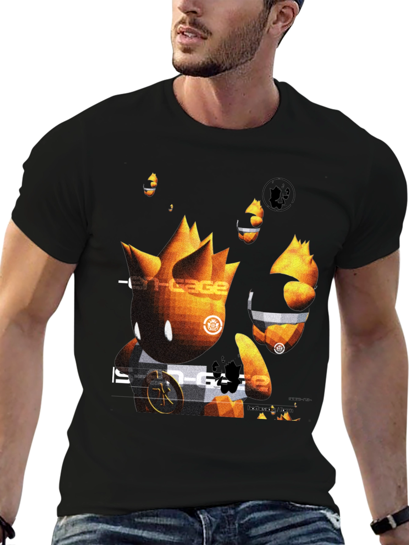 Black Abstract Graphic Print Black T-Shirt view 6