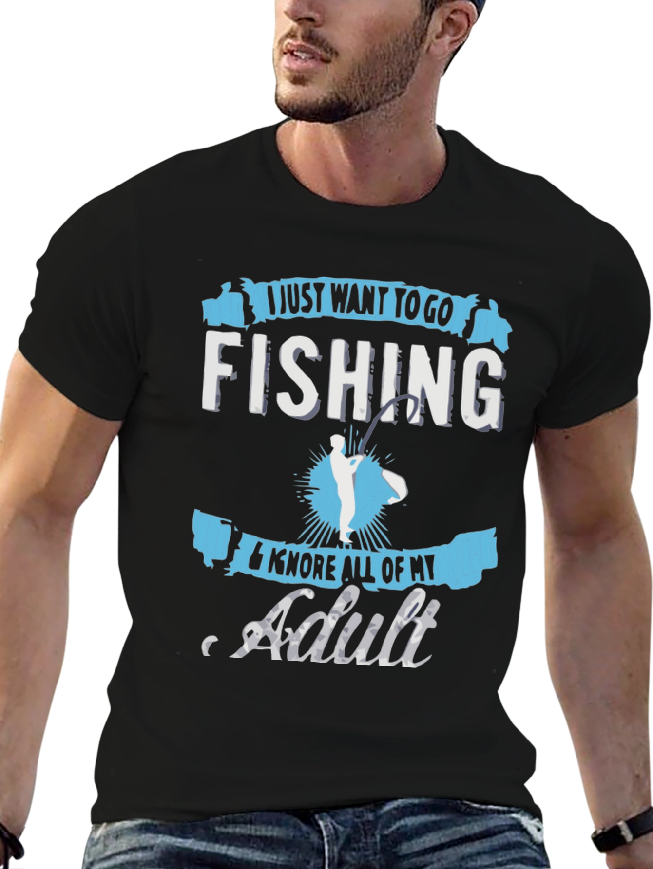 Black Fishing Lover T-Shirt - Ignore Adulting! view 6