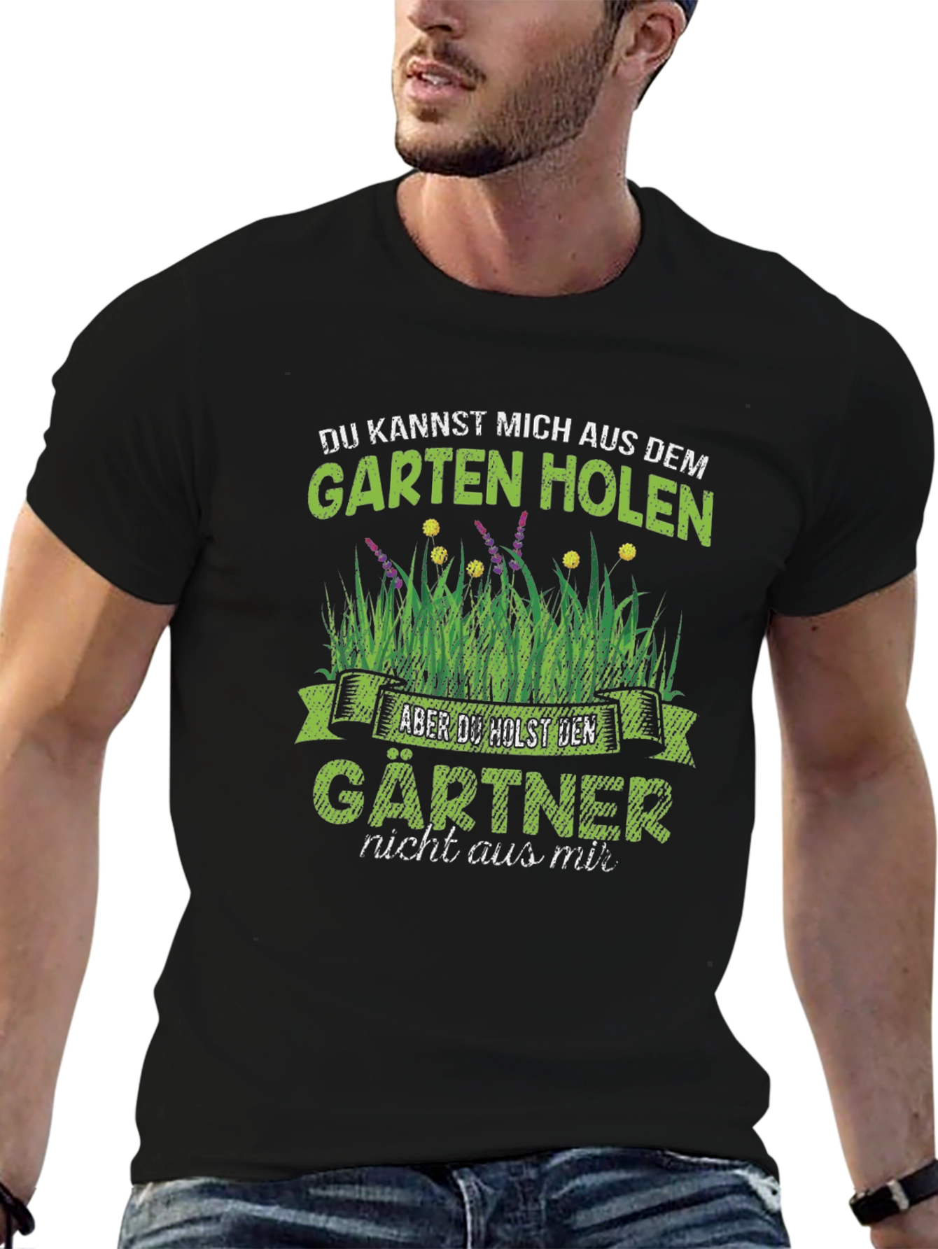 Black Gardener T-Shirt - German Gardening Humor view 6