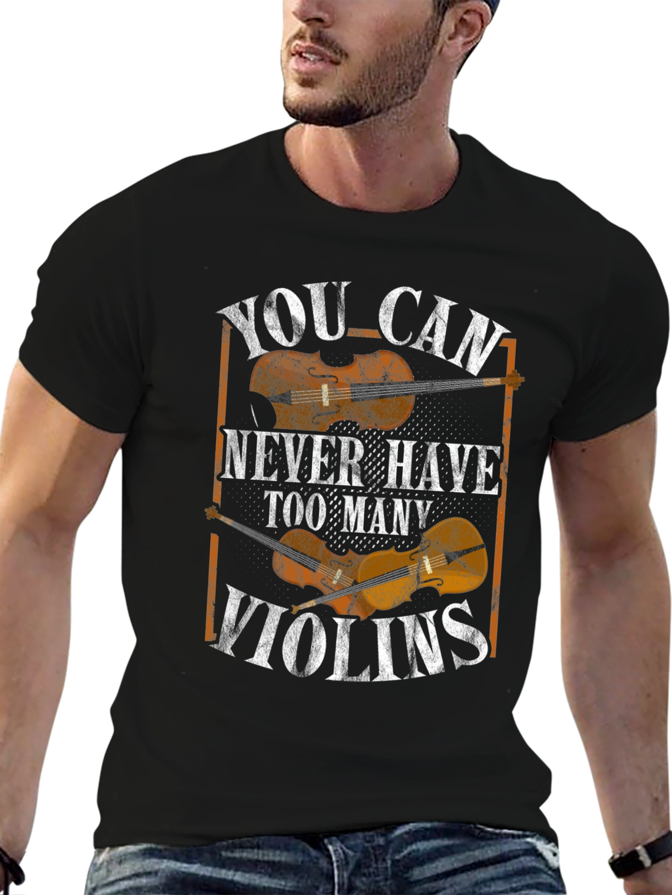 Black You Can Never Have Too Many Violins Graphic T-Shirt view 6