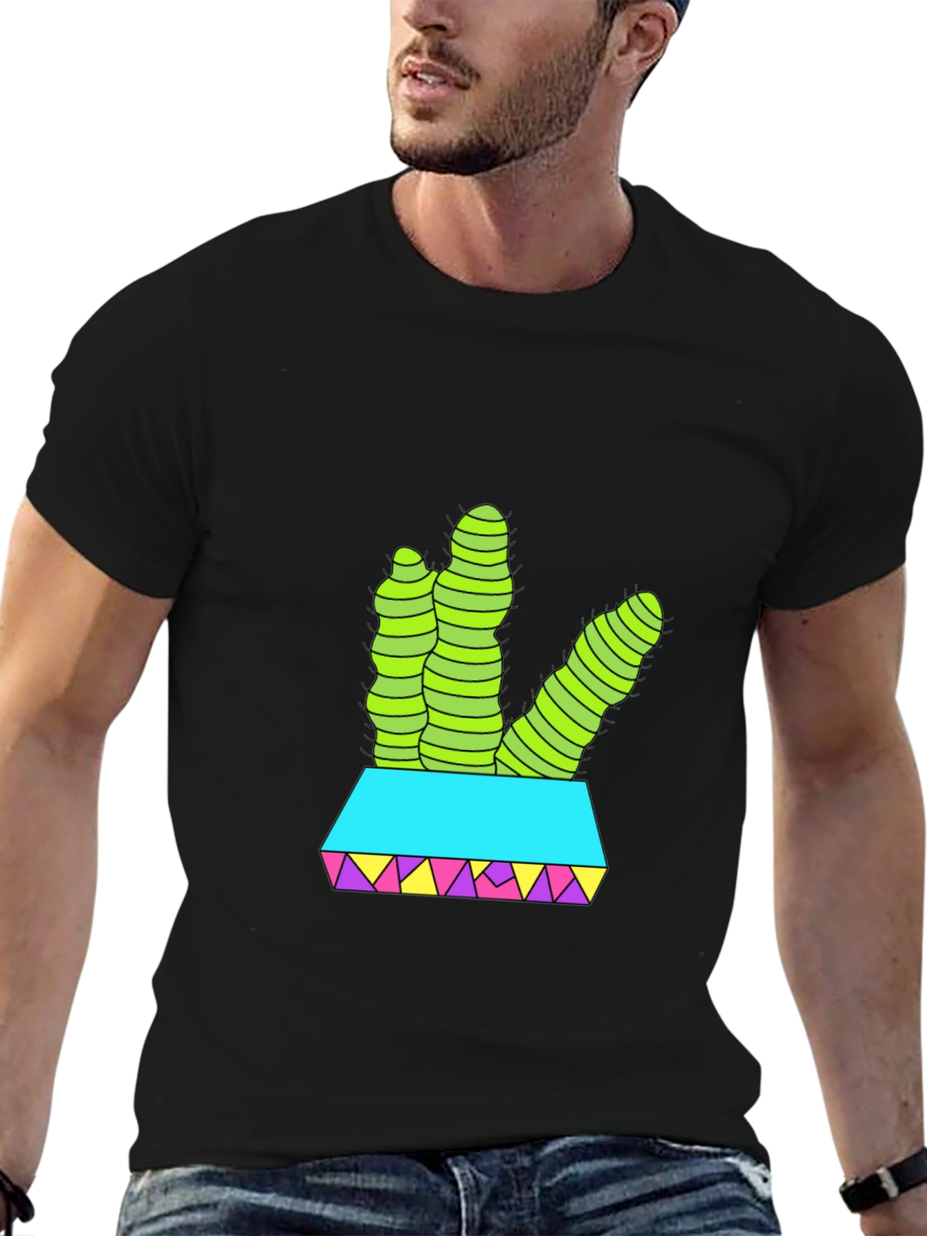 Black Cactus T-Shirt: Funky Desert Style view 6