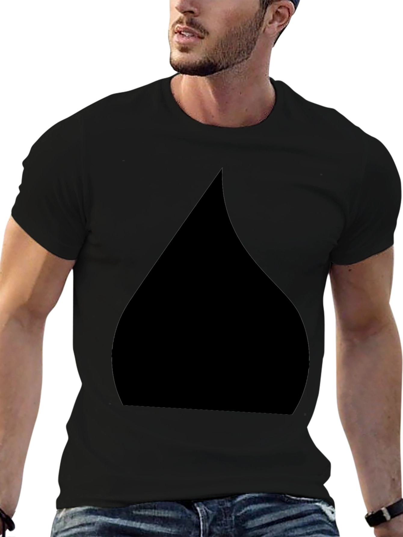 Black Bold Black Spade T-Shirt - Modern Minimalist Design view 6