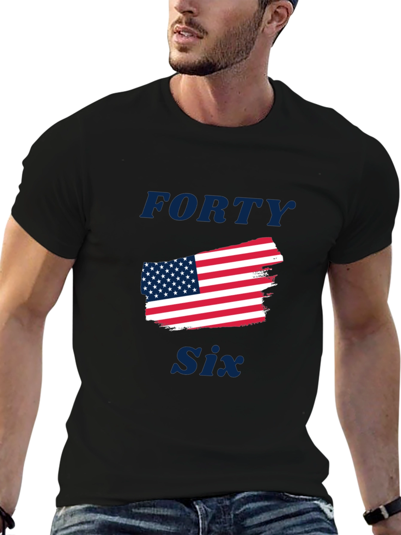 Black Forty Six American Flag Graphic Tee view 6