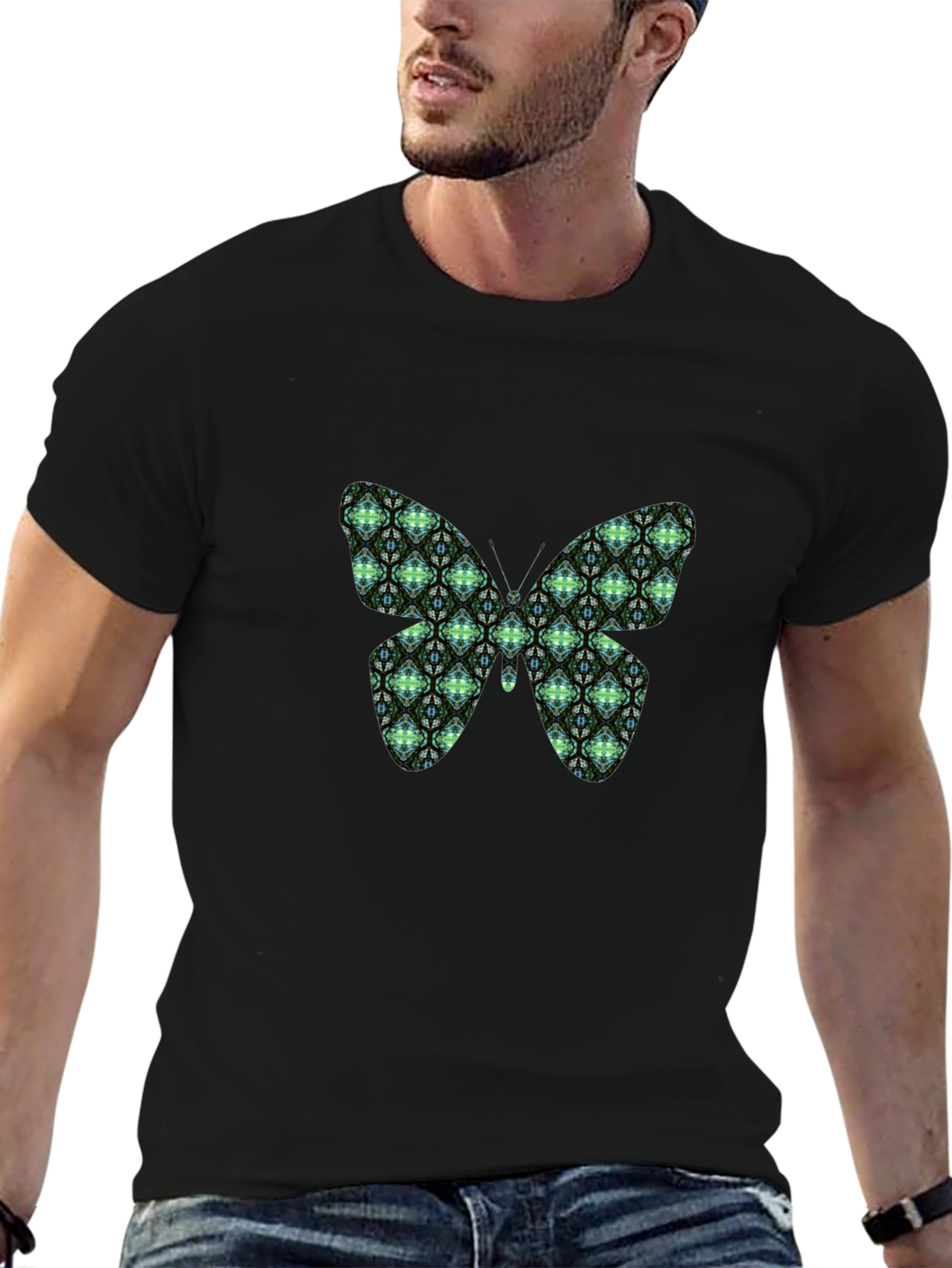 Black Butterfly Graphic Black T-Shirt view 6