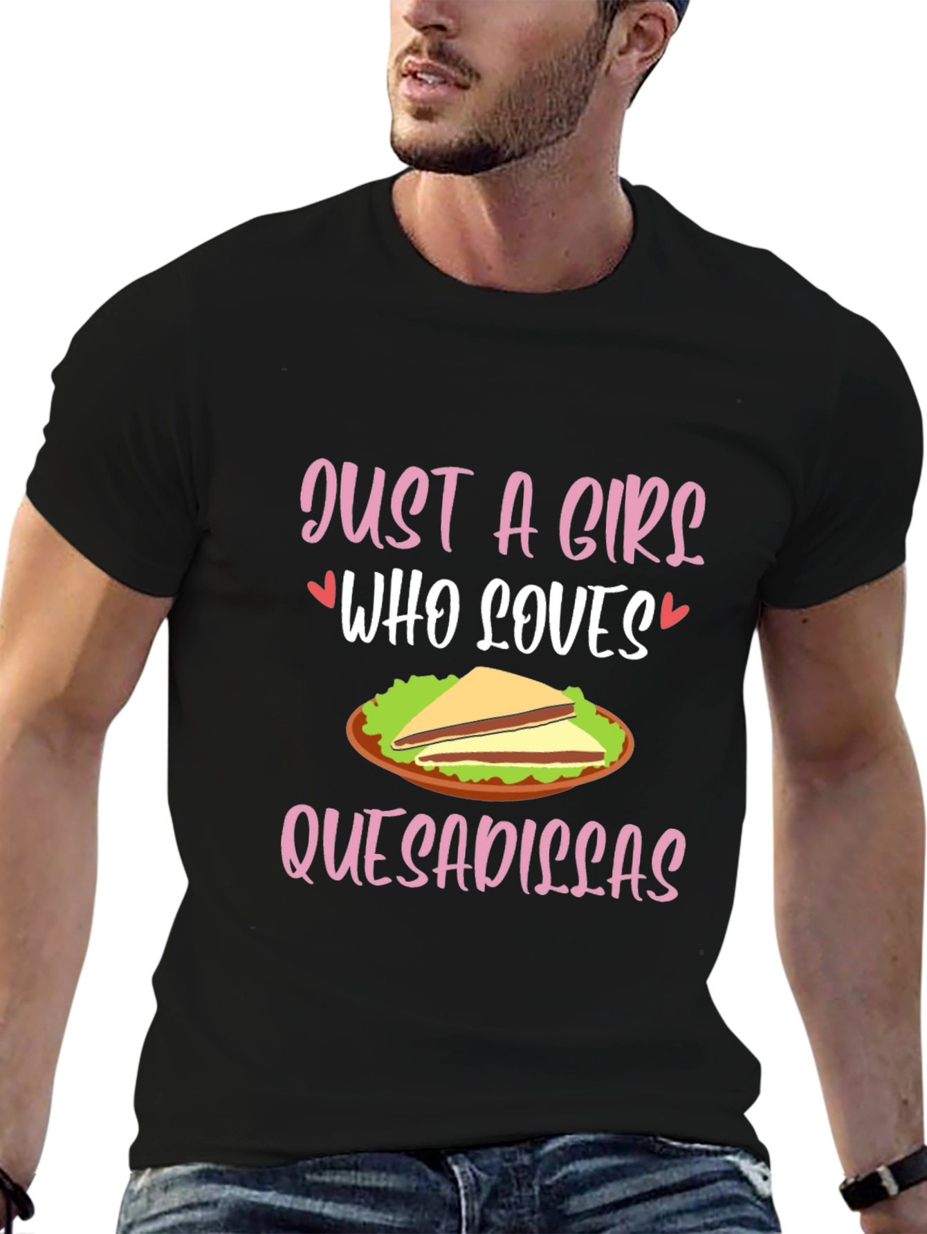 Black Just A Girl Who Loves Quesadillas T-Shirt view 6