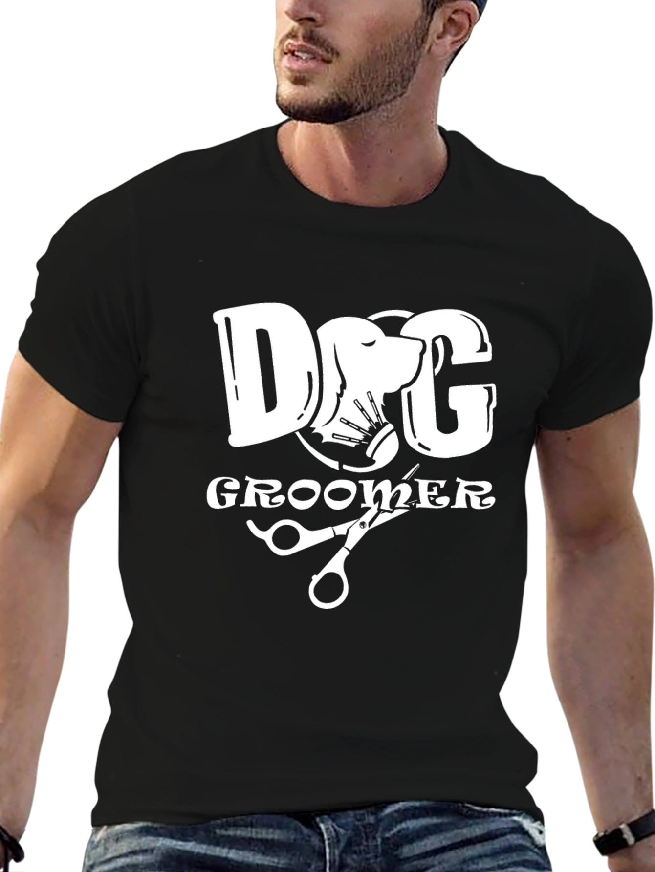 Black Dog Groomer Graphic Tee - Black Cotton T-Shirt view 6