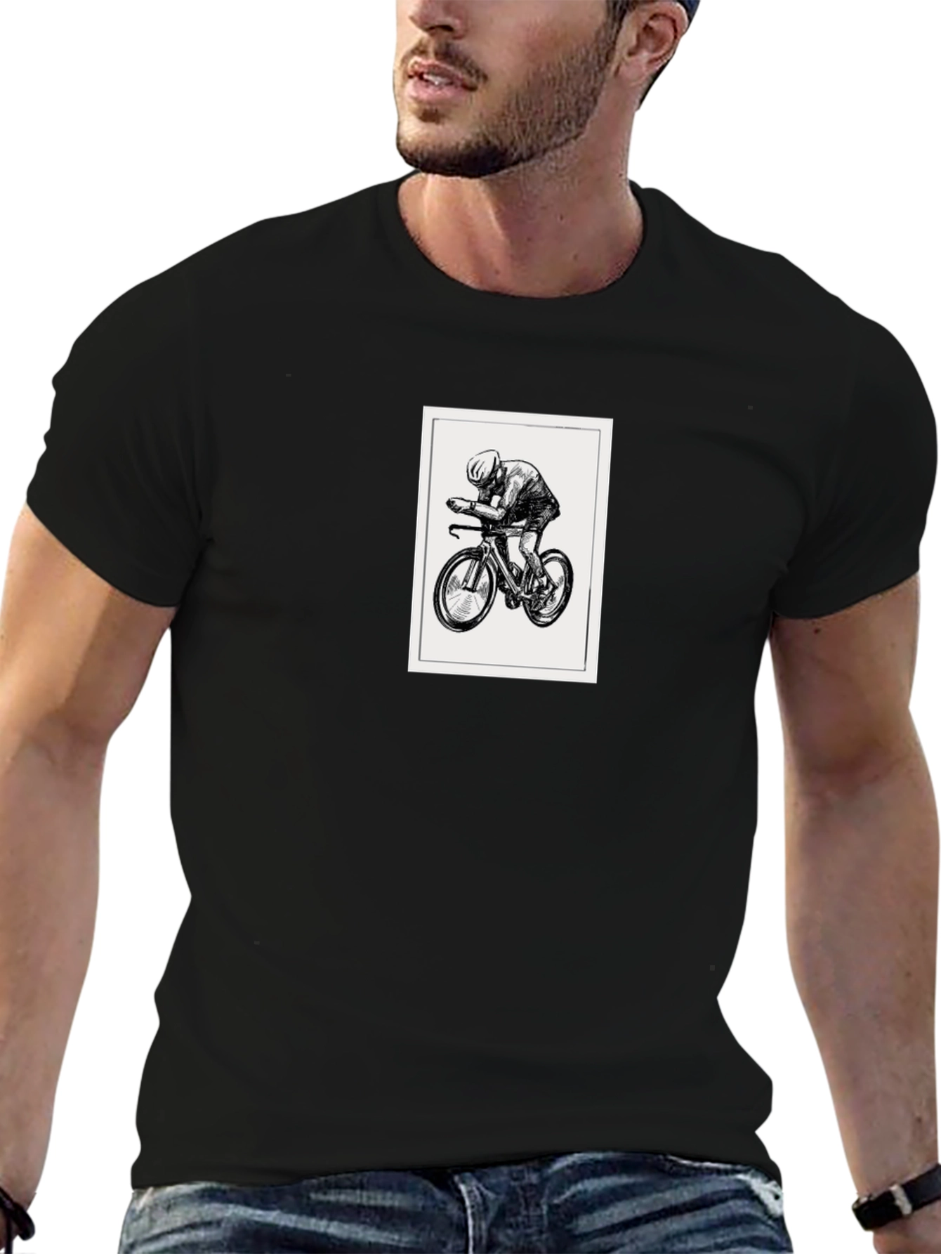 Black Black Graphic Tee - Cycling Design view 6