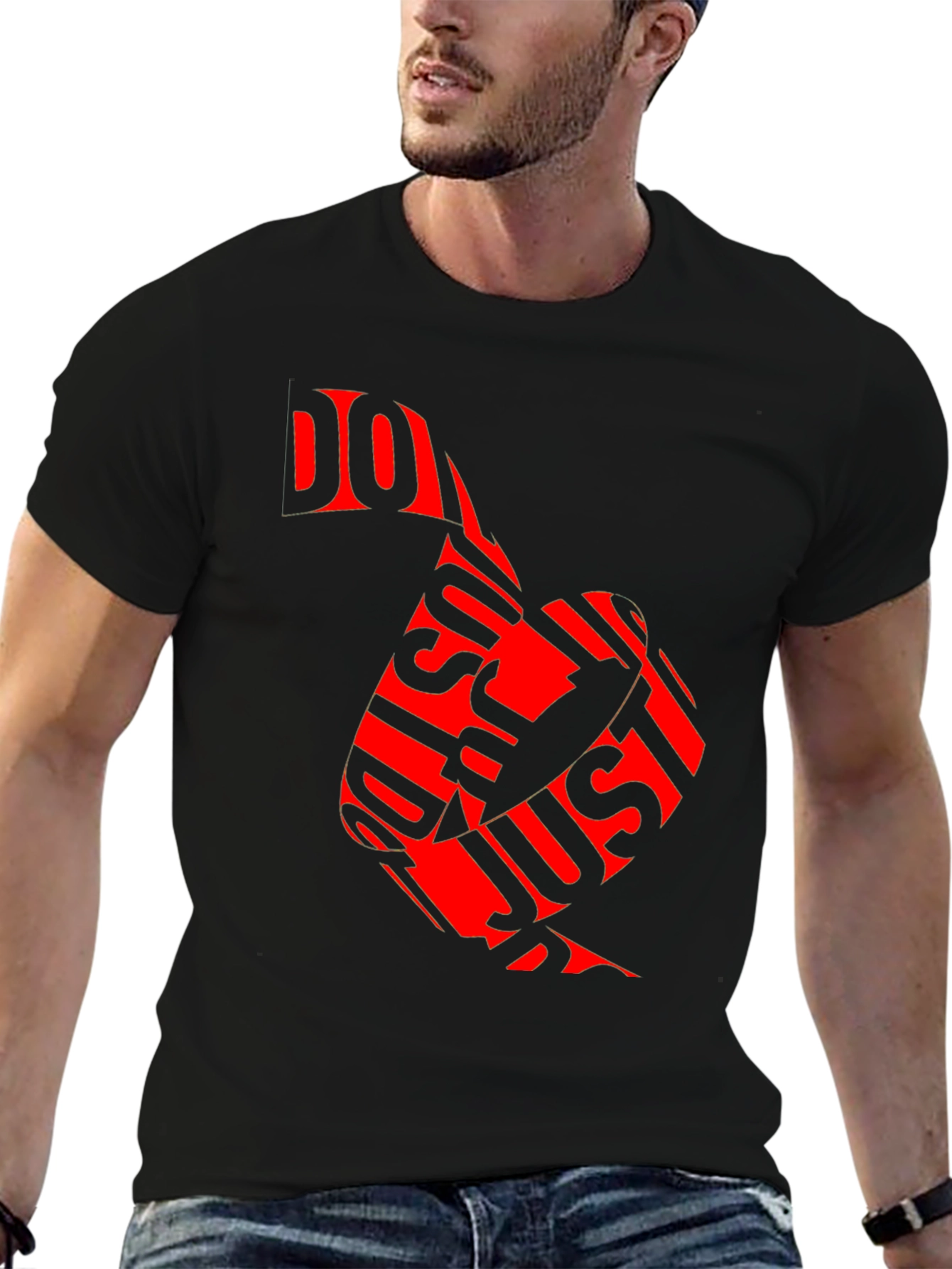 Black Just Do It Red Graphic Print Black T-Shirt view 6