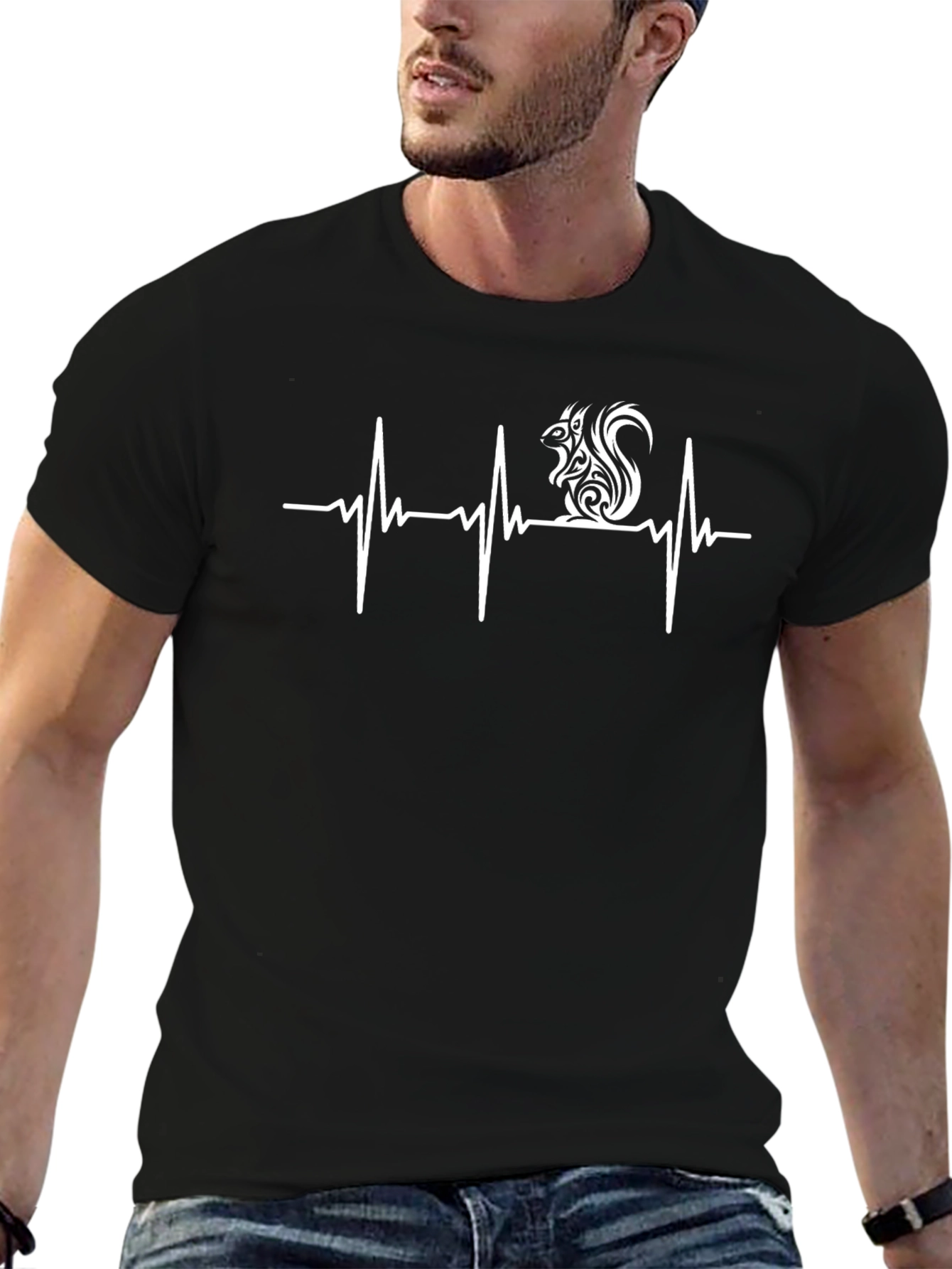 Black Squirrel Heartbeat T-Shirt - Black view 6